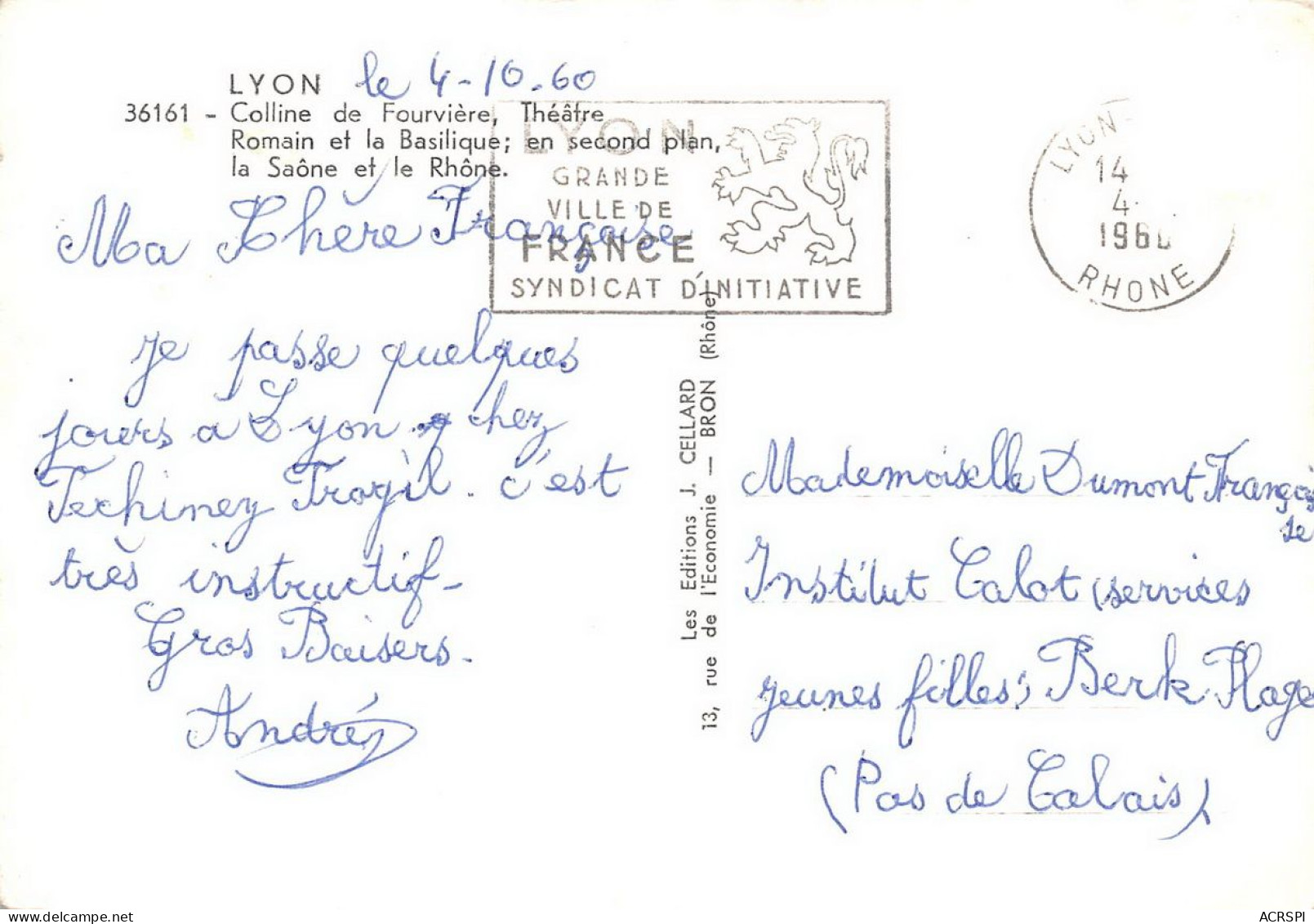 LYON Colline De Fourvière Théatre Romain Basilique Saone Et Rhone  35 (scan Recto Verso)KEVREN0684 - Lyon 5
