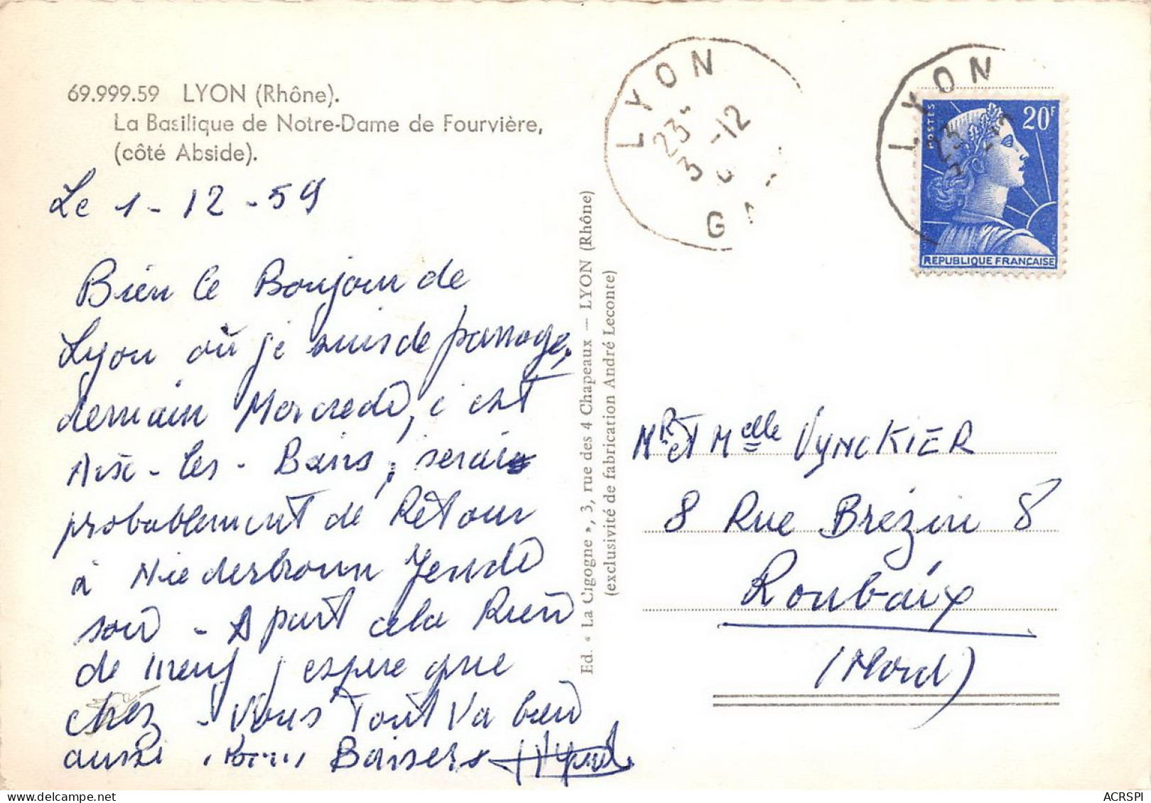 LYON  Notre Dame De Fourvière  Basilique Coté Abside  34 (scan Recto Verso)KEVREN0684 - Lyon 5