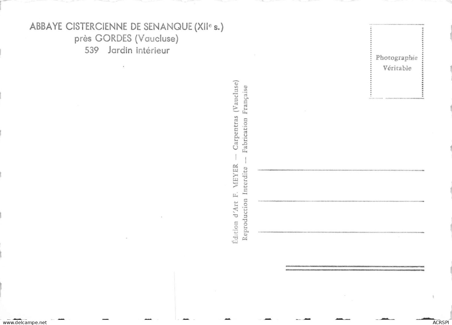GORDES  Abbaye De Senanque Le Jardin Intérieur   9 (scan Recto Verso)KEVREN0683 - Gordes