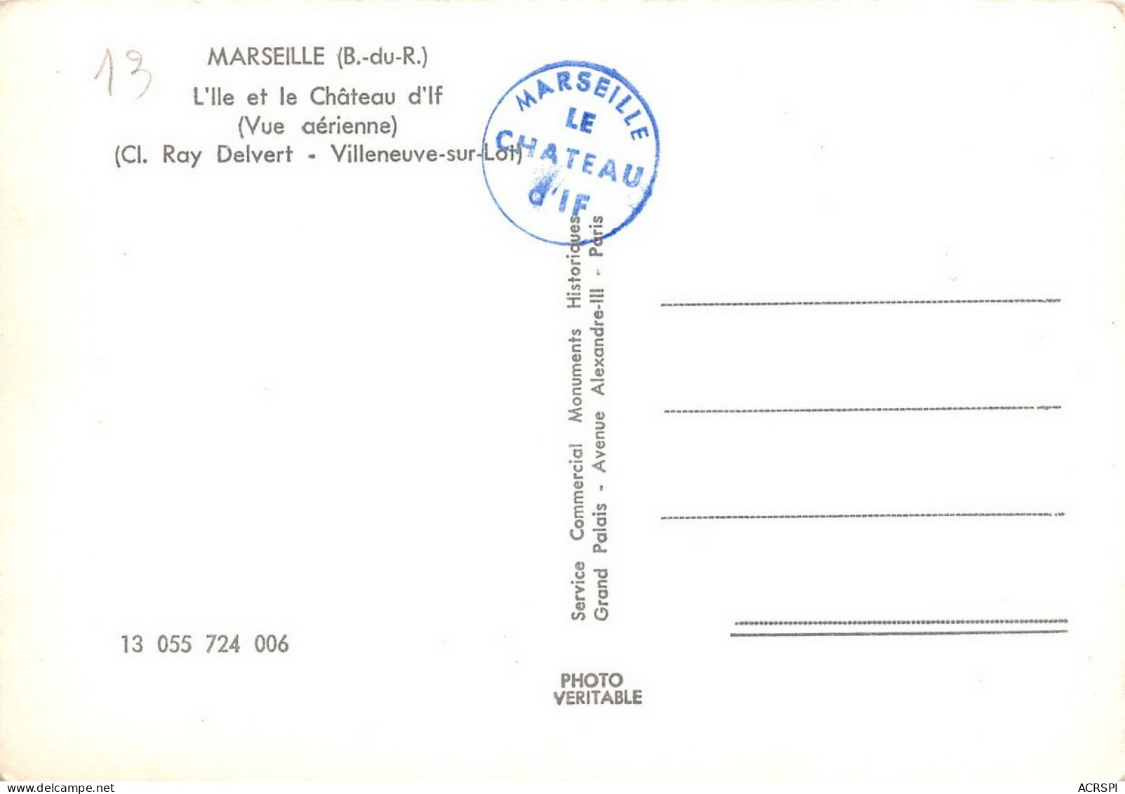 MARSEILLE Le Chateau D'IF Vue Aerienne Panoramique 4 (scan Recto Verso)KEVREN0692 - Château D'If, Frioul, Iles ...