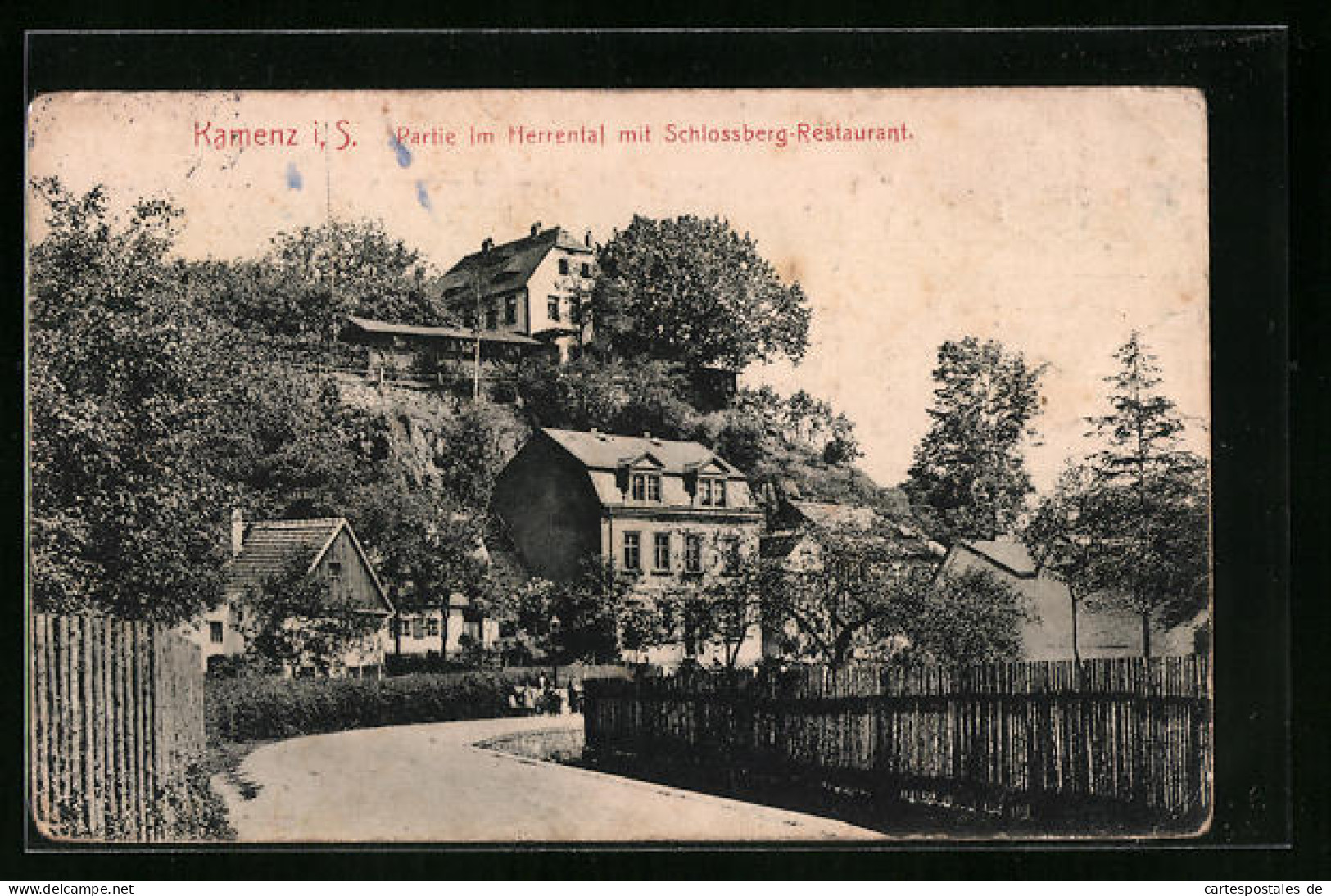 AK Kamenz I. S., Partie Im Herrental Mit Schlossberg-Restaurant  - Kamenz