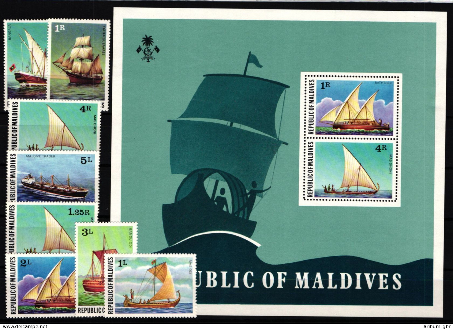 Malediven 756-763 Und Block 49 Postfrisch Schiffe #JH366 - Maldivas (1965-...)