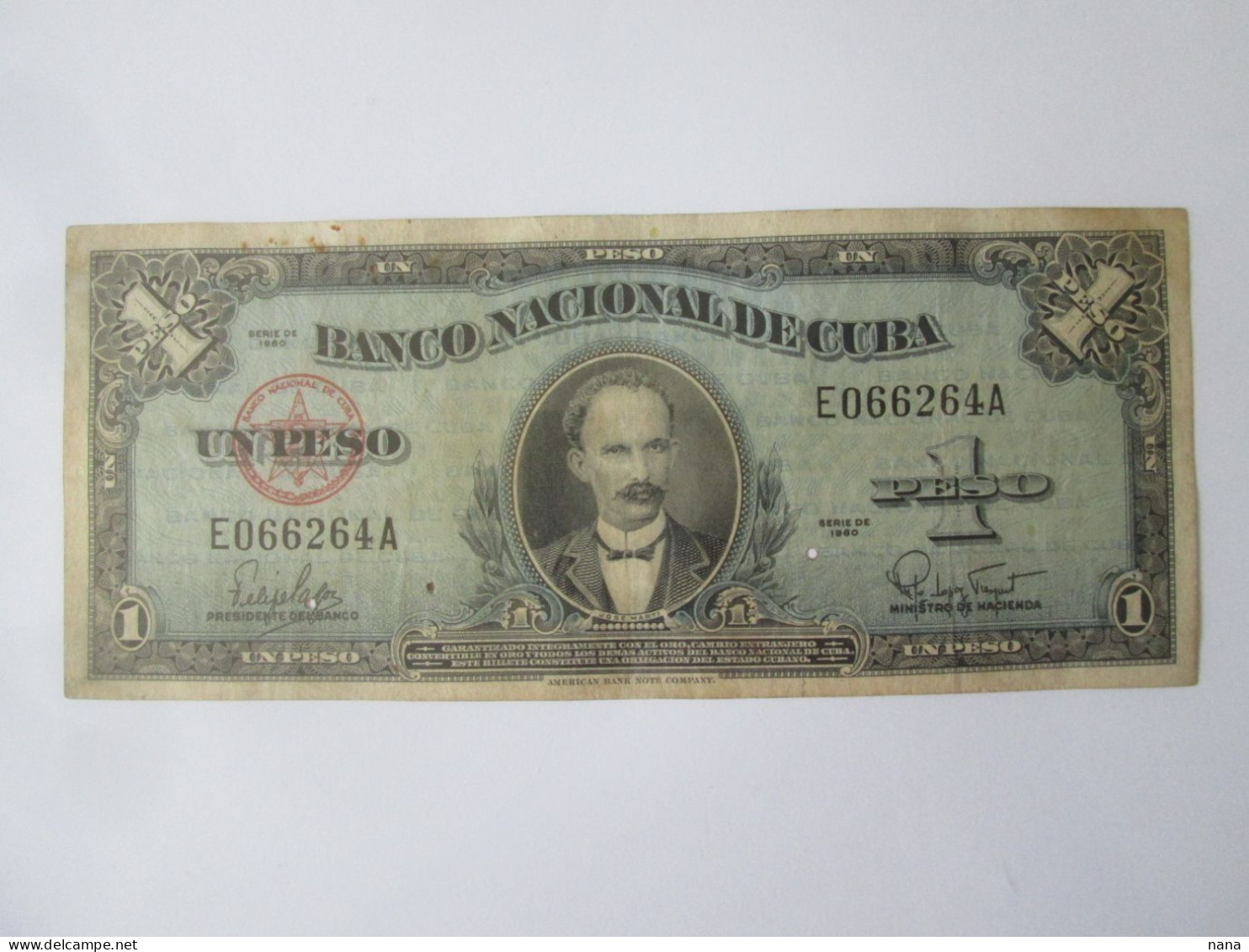 Cuba 1 Peso 1960 Banknote See Pictures - Kuba
