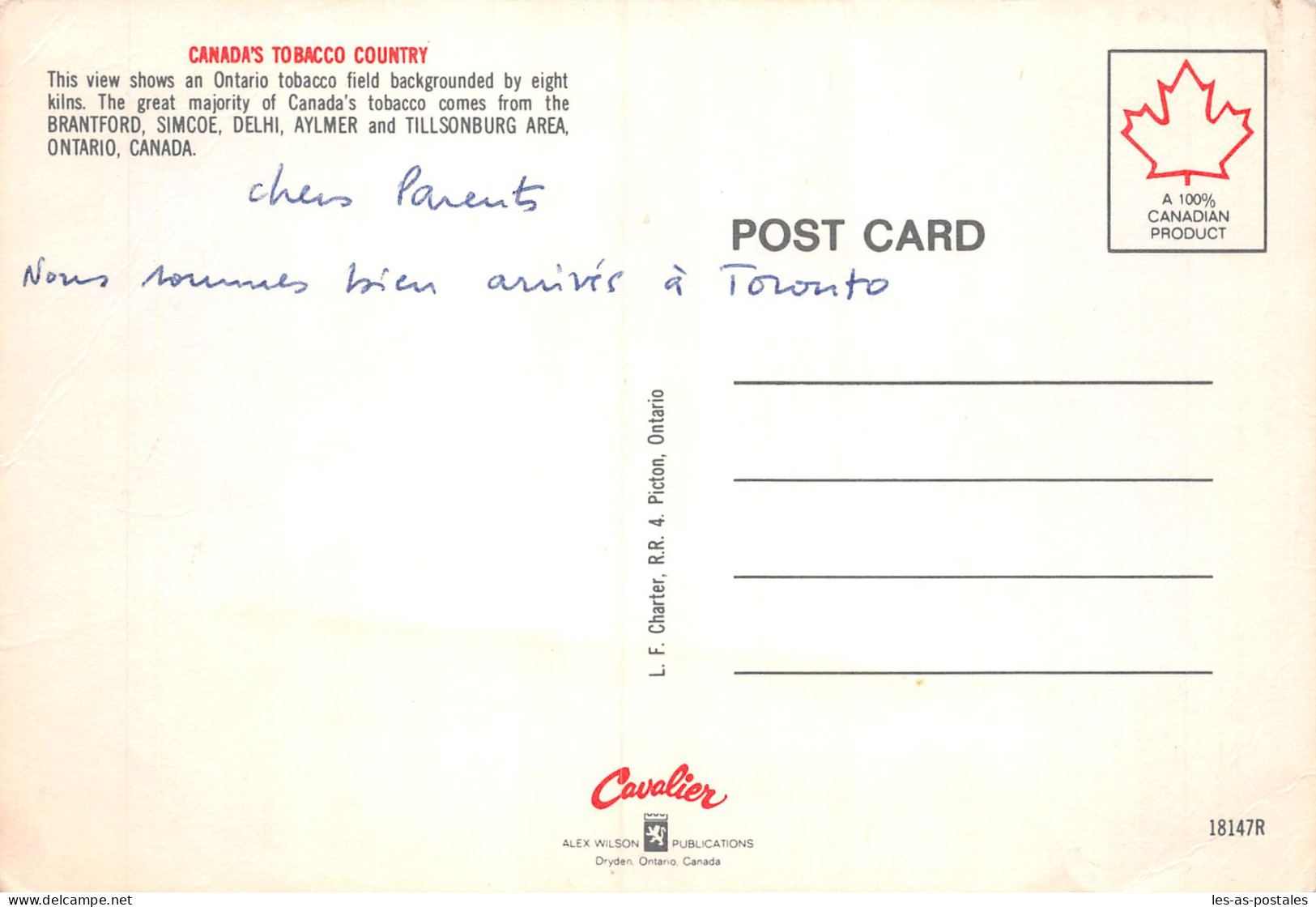 CANADA ONTARIO TOBACCO - Moderne Ansichtskarten
