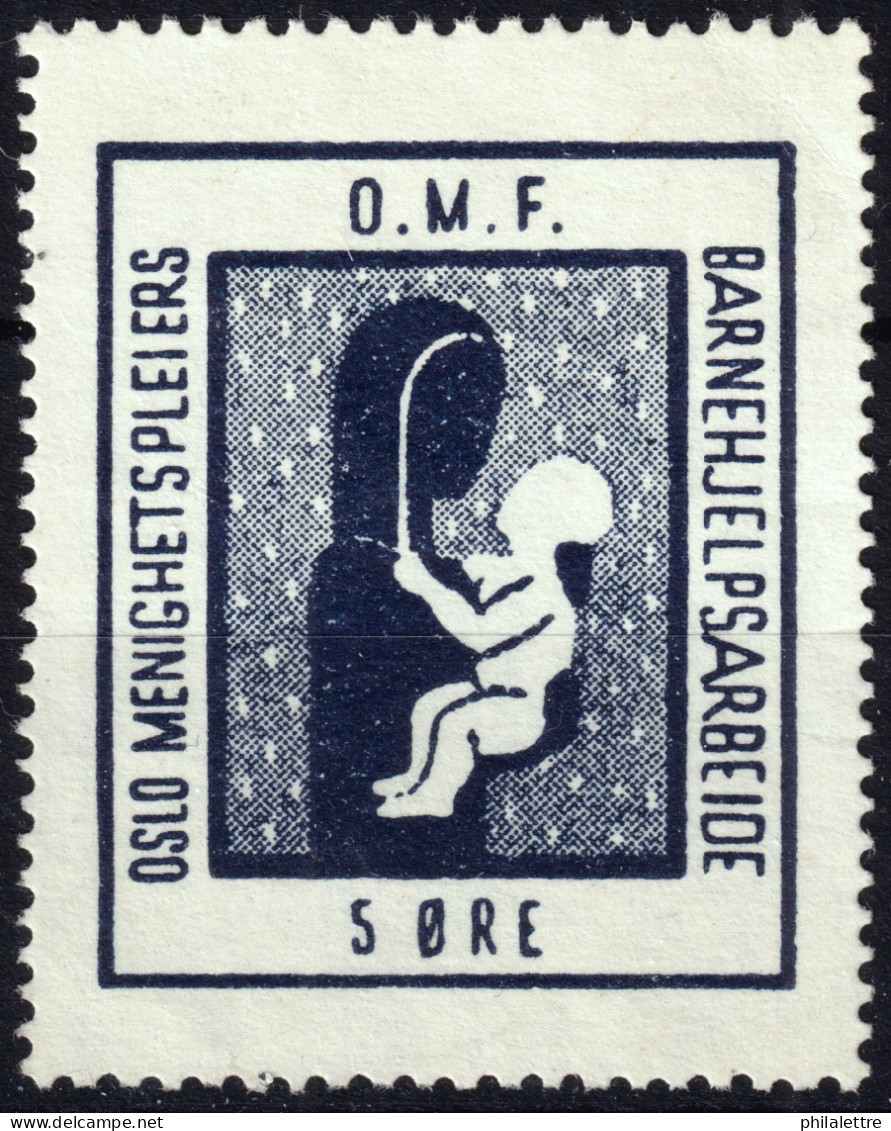 NORVÈGE / NORWAY - "OSLO MENIGHETSPLEIERS BARNEHJELPSARBEIDE" 5Ø Poster Stamp (Oslo Church Carers, Child Support) No Gum - Autres & Non Classés