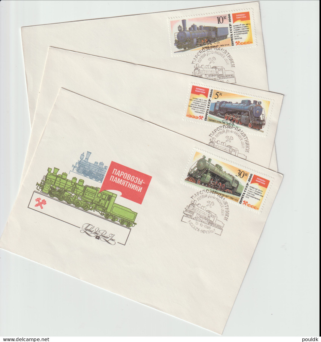 Train FDC  - 15 Pieces From Russia/Soviet. Postal Weight Approx 0,099 Gr. Please Read Sales Conditions Under Image Of  - Trains