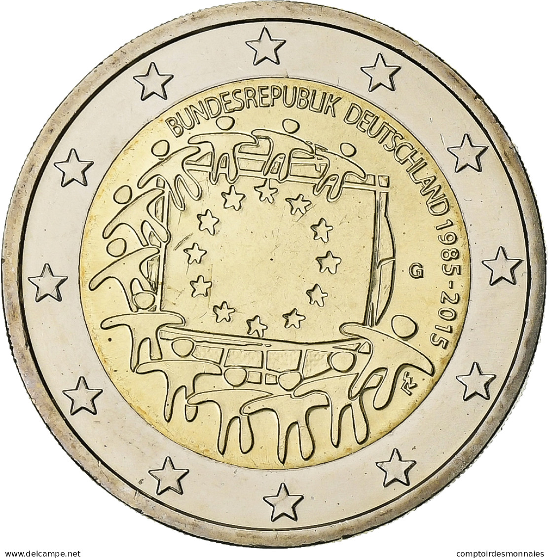 Allemagne, 2 Euro, 2015, Karlsruhe, 30 Ans   Drapeau Européen, SPL+ - Allemagne