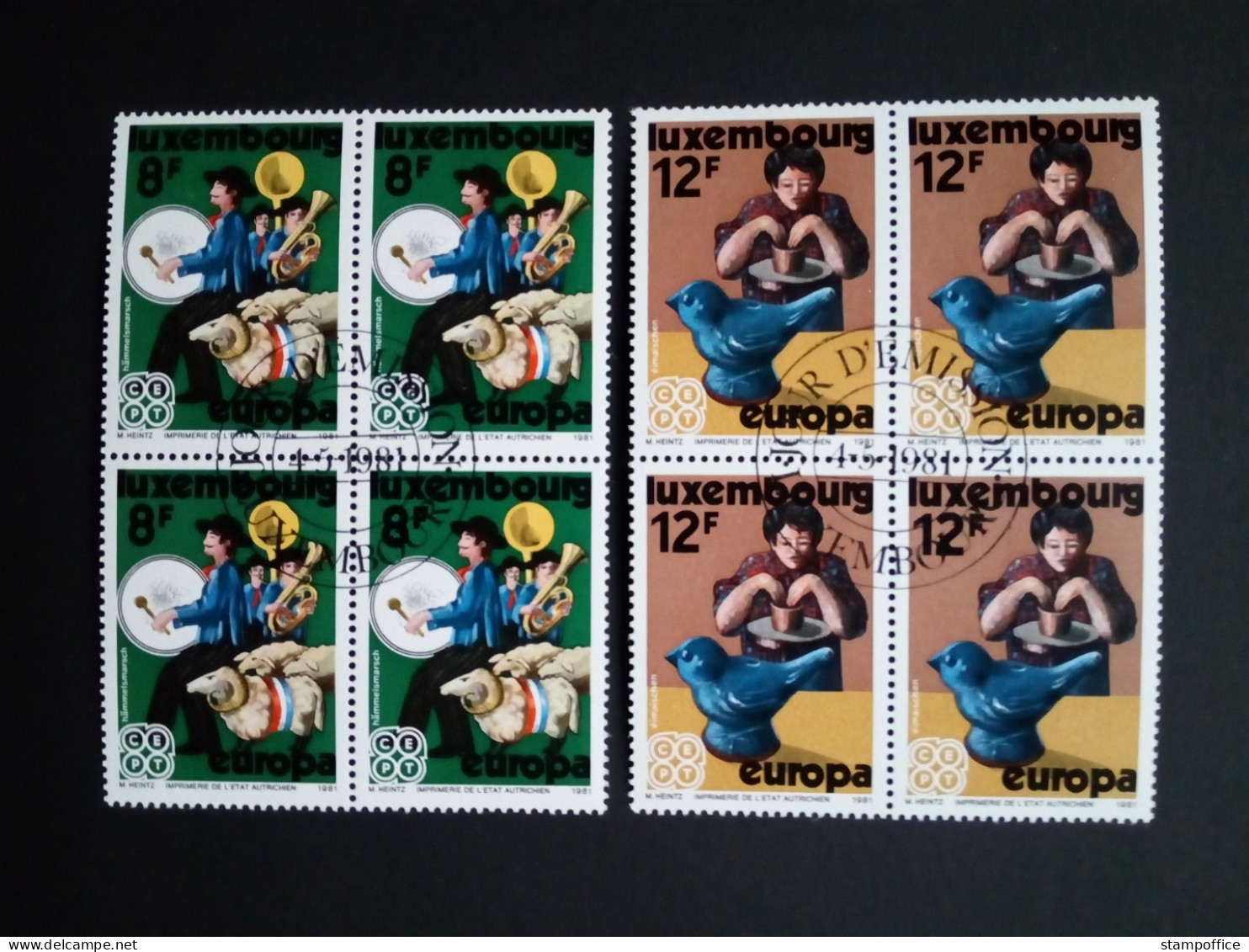 LUXEMBURG MI-NR. 1031-1032 GESTEMPELT(USED) 4er BLOCK EUROPA 1981 FOLKLORE MUSIKGRUPPE - 1981