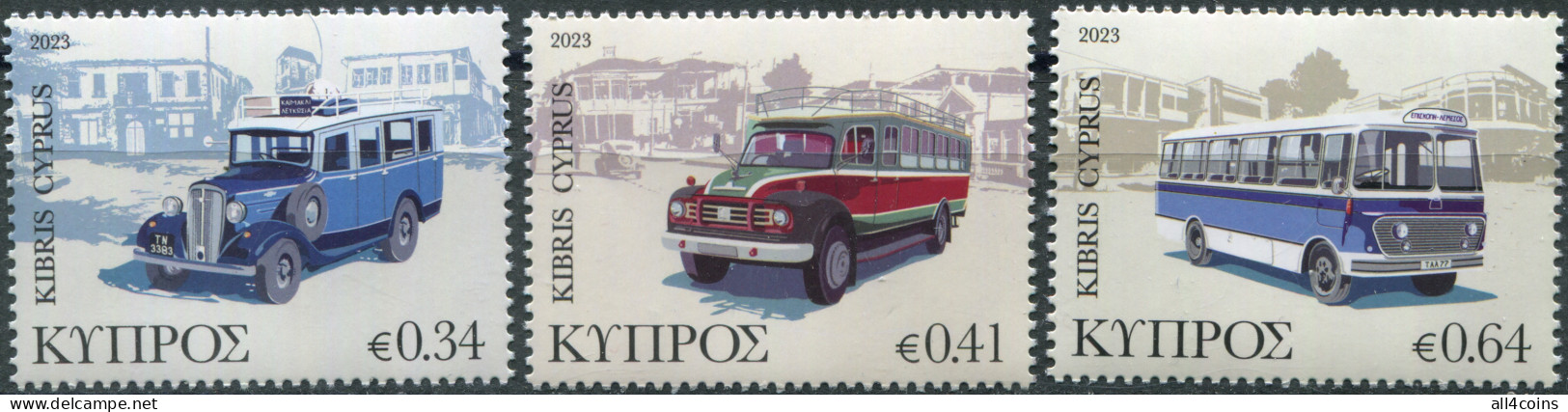 Cyprus 2023. Vintage Public Transport Of Cyprus (MNH OG) Set Of 3 Stamps - Unused Stamps