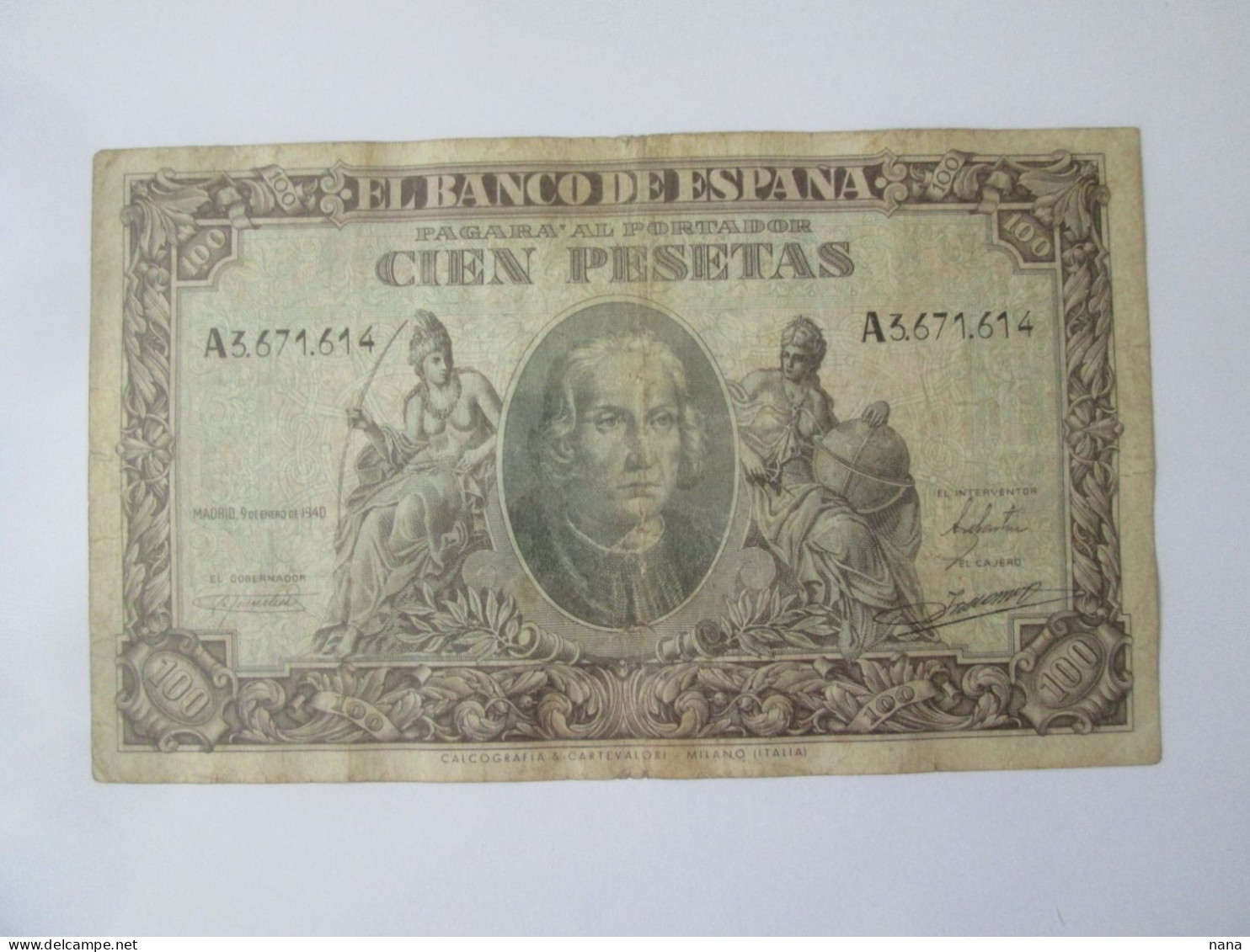 Spain 100 Pesetas 1940 Banknote See Pictures - 25 Peseten