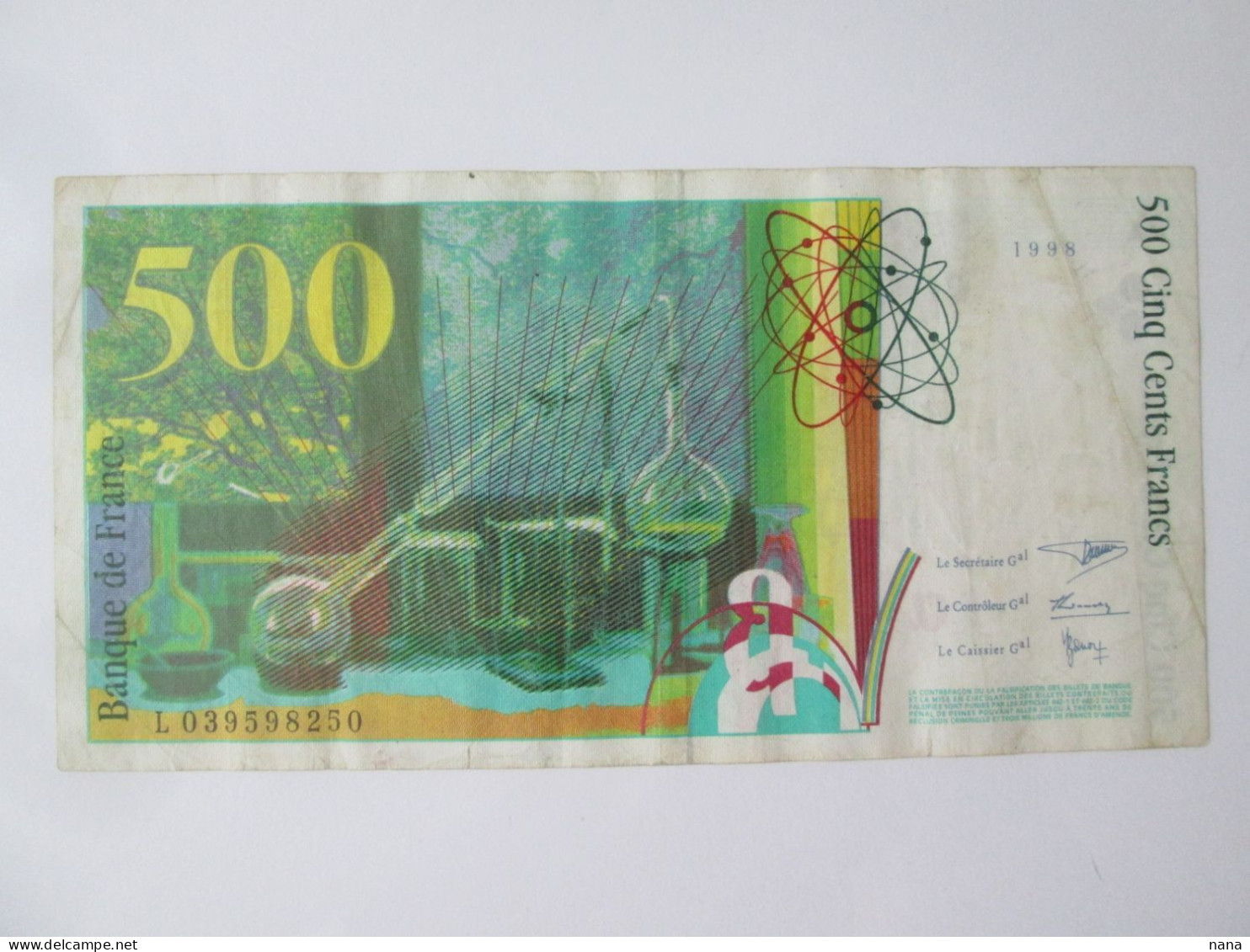 France 500 Francs 1998 Banknote See Pictures - 500 F 1994-2000 ''Pierre En Marie Curie''