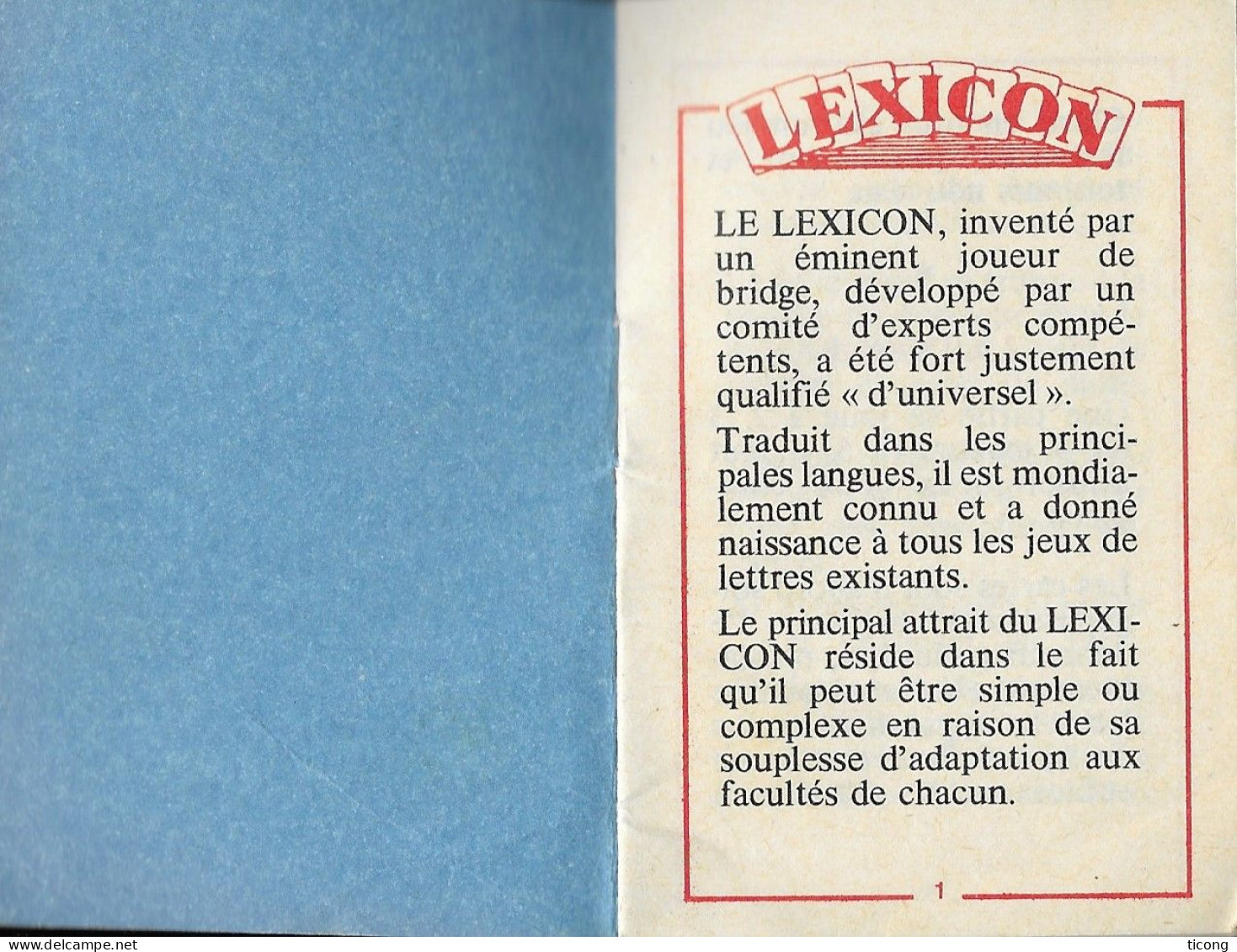 LEXICON JEU DE LETTRES - LES REGLES, 20 PAGES MIRO COMPANY 1937, VOIR LES SCANNERS - Other & Unclassified