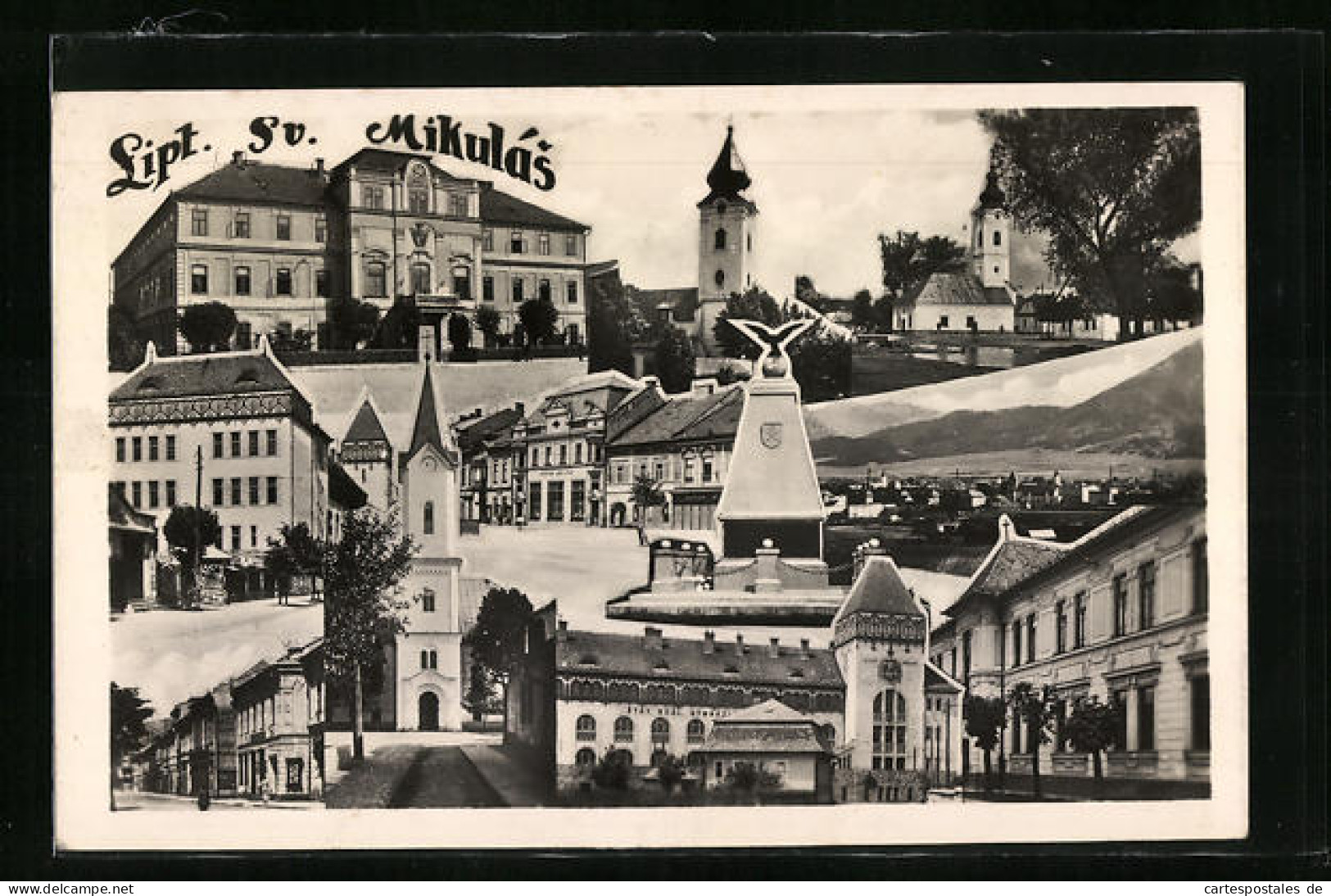 AK Lipt. Sv. Mikulás, Rathaus, Kirche, Marktplatz Und Kriegerdenkmal  - Slovaquie