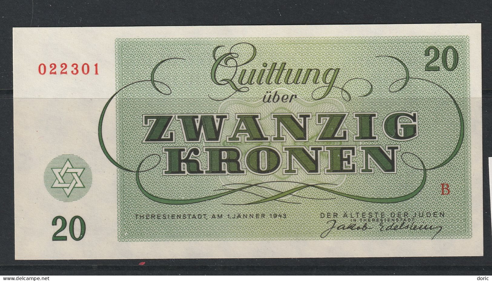 Poland Jewish WW2 I Think From Poland A 20Kr As New - Pologne