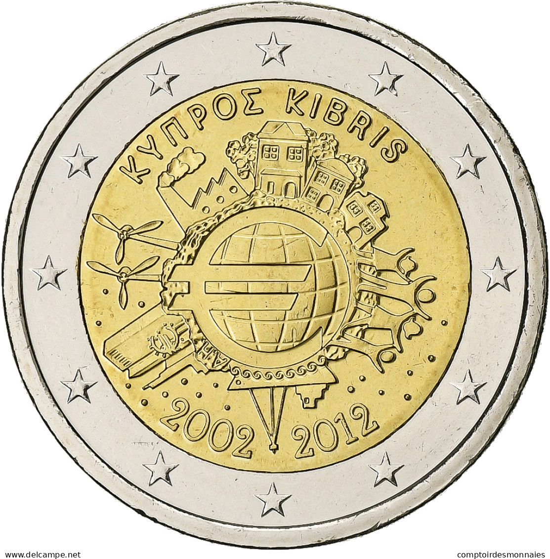 Chypre, 2 Euro, €uro 2002-2012, 2012, SPL+, Bimétallique - Cyprus