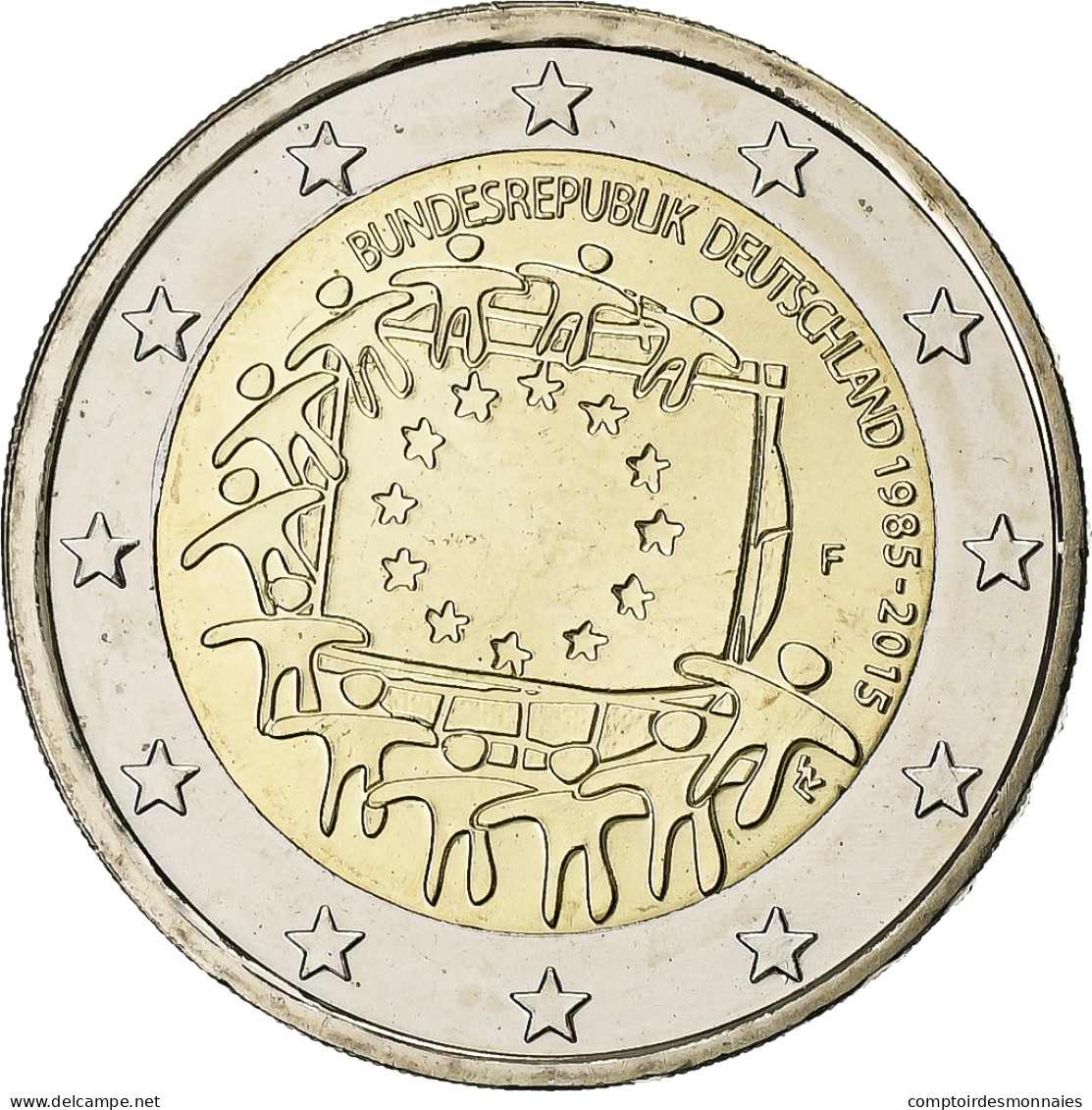 Allemagne, 2 Euro, 2015, Stuttgart, 30 Ans   Drapeau Européen, SPL+ - Deutschland