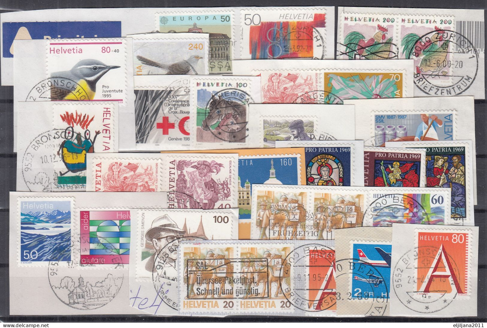 Switzerland / Helvetia / Schweiz / Suisse 1969 - 2006 ⁕ Nice Collection / Lot Of 30 Used Stamps On Paper - See All Scan - Collections