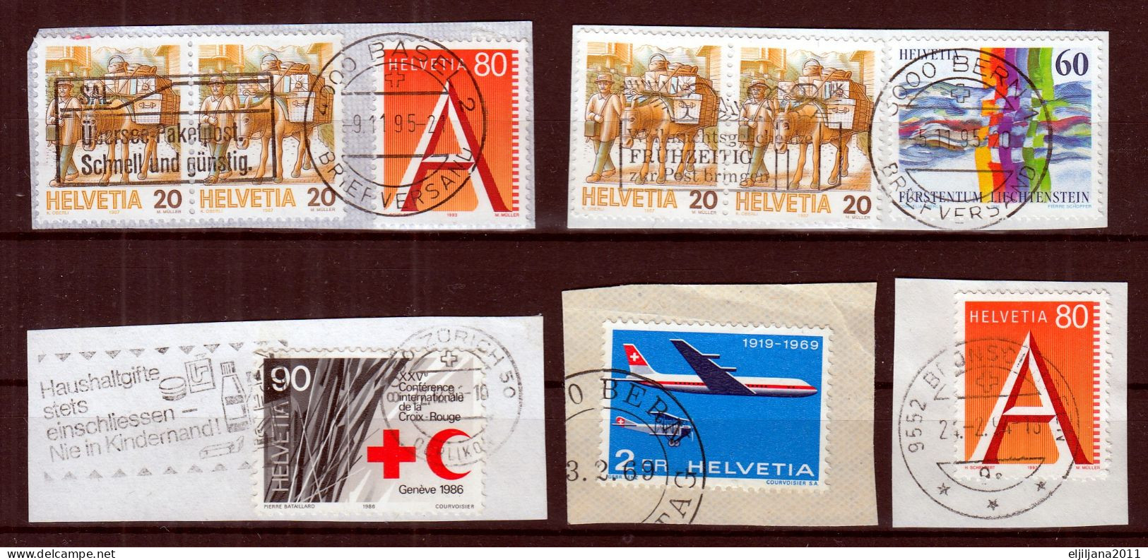 Switzerland / Helvetia / Schweiz / Suisse 1969 - 2006 ⁕ Nice Collection / Lot Of 30 Used Stamps On Paper - See All Scan - Verzamelingen