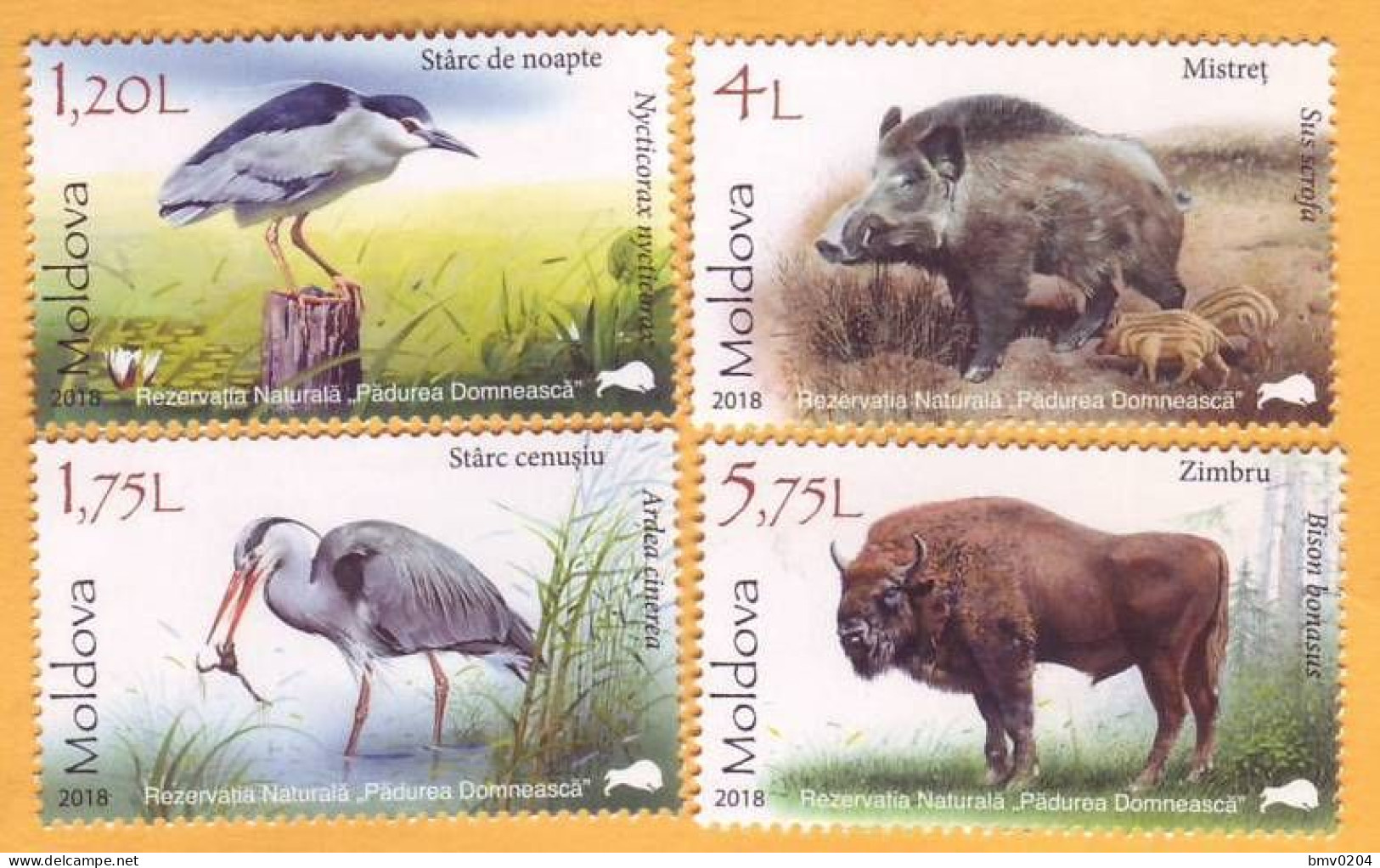 2018 Moldova Moldavie Fauna  Nature, Nature Reserve. Forest. Birds. Animals. Boar. Zubr. 4v Mint - Moldavie