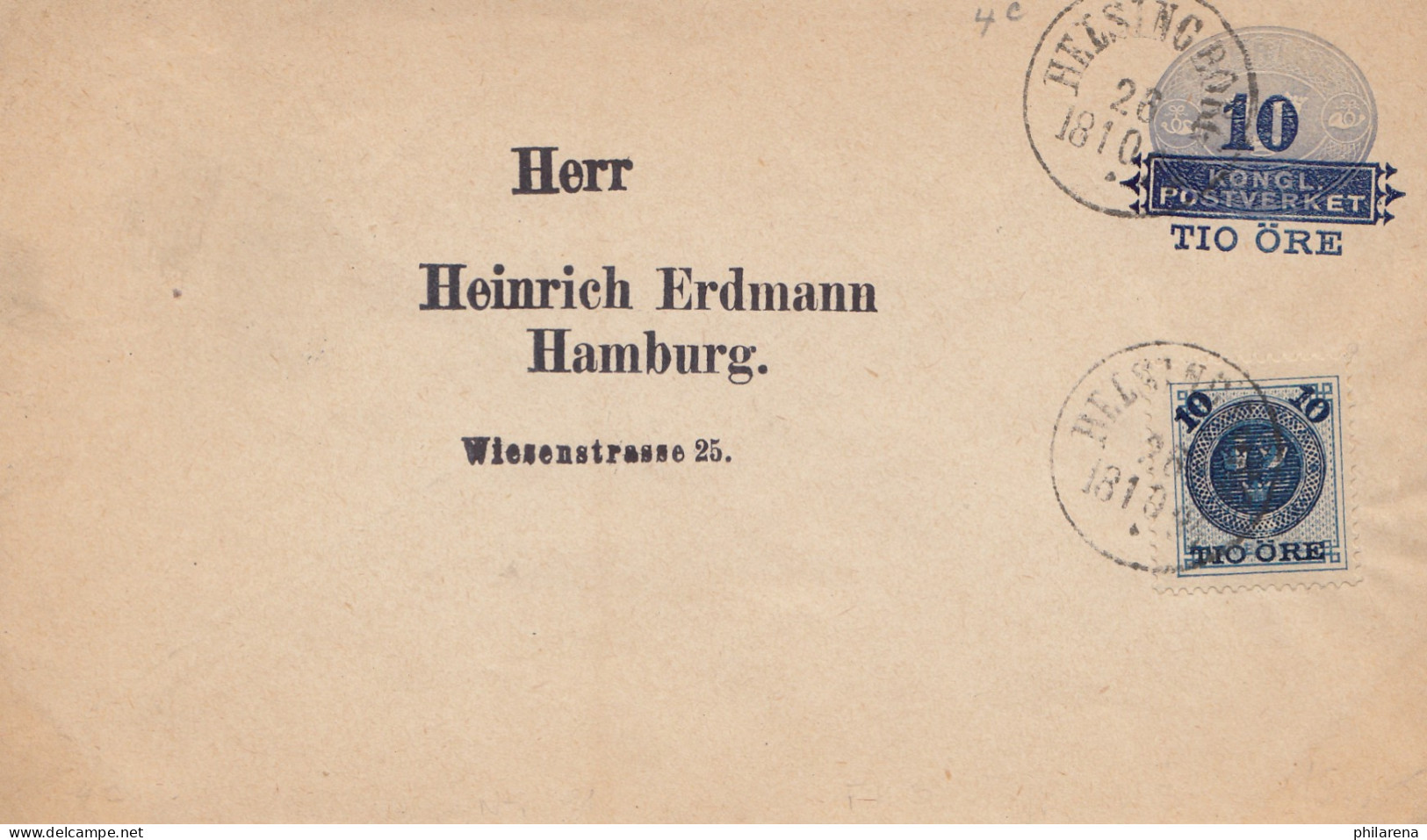 Schweden: 1894: Ganzsache Nach Hamburg - Autres & Non Classés