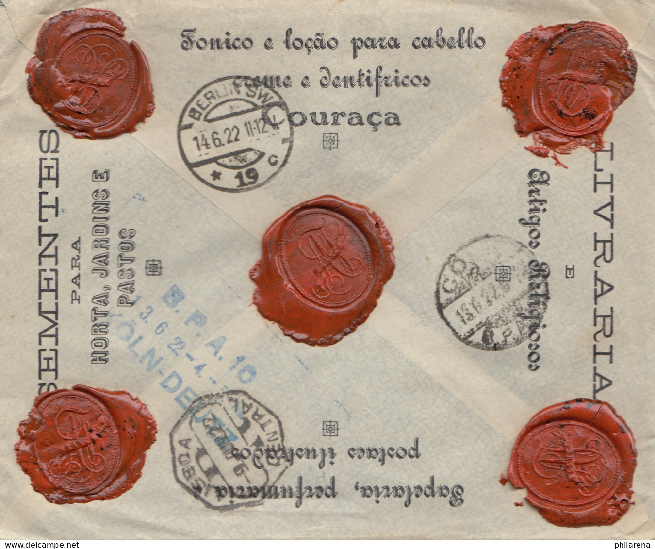 Acores 1922: Couraca Registered Letter To Berlin - Azores
