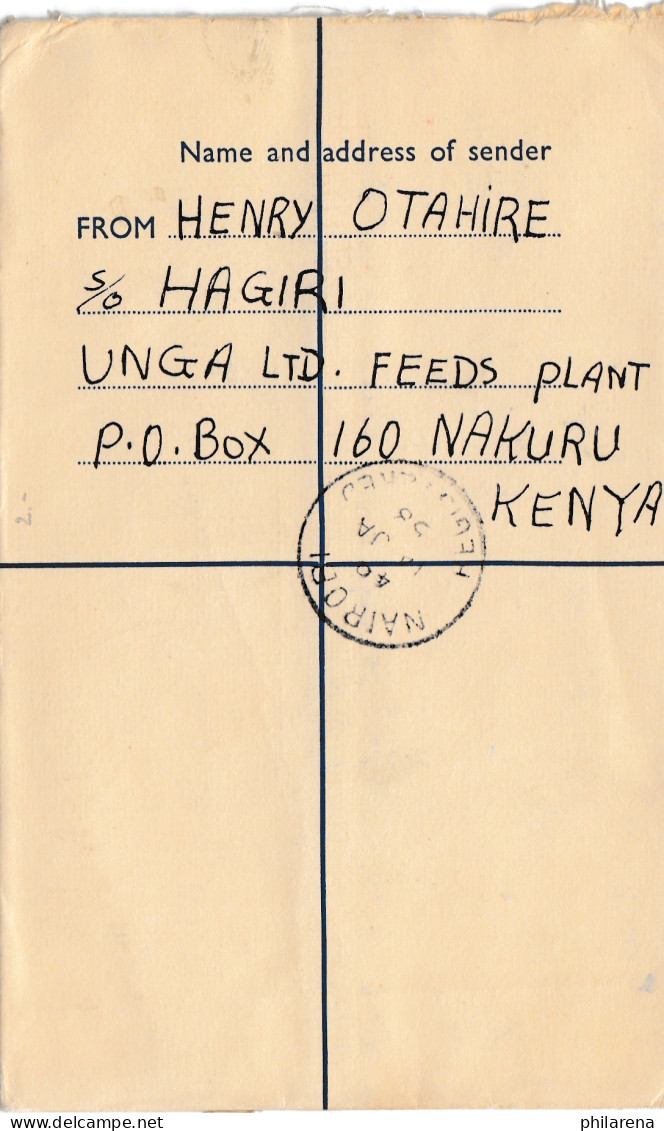 Kenya 1958: Air Mail Registered Nakuru/Kenya To Dublin/Ireland - Kenia (1963-...)