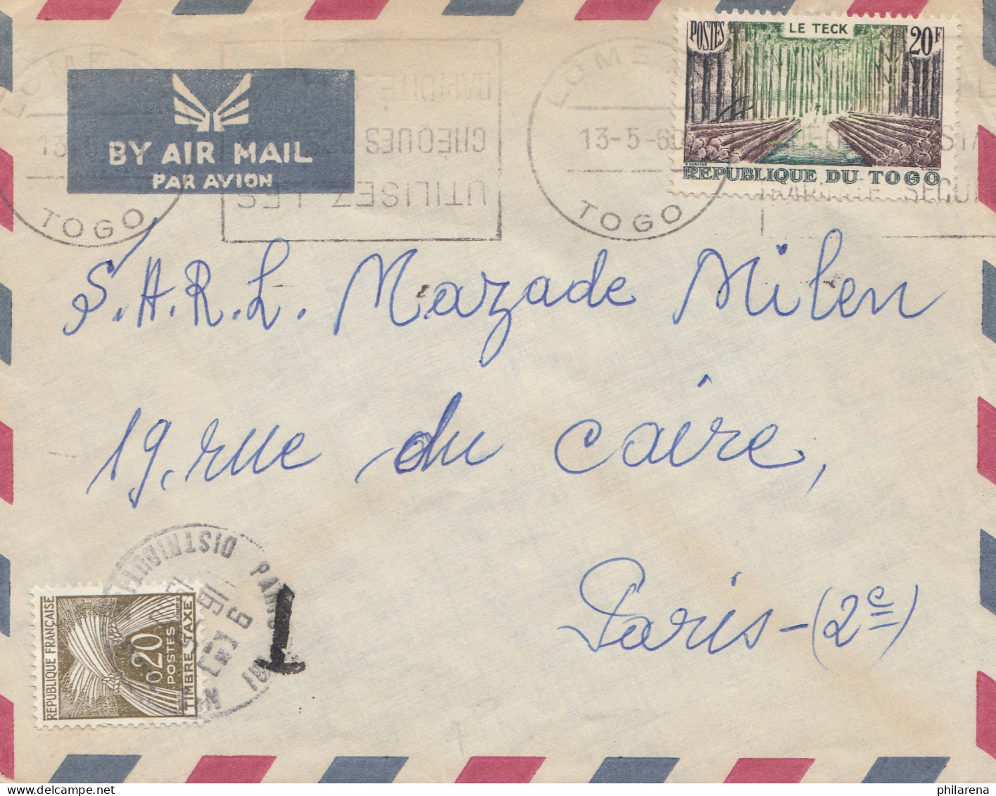 Togo 1960: Air Mail Lome To Paris - Togo (1960-...)