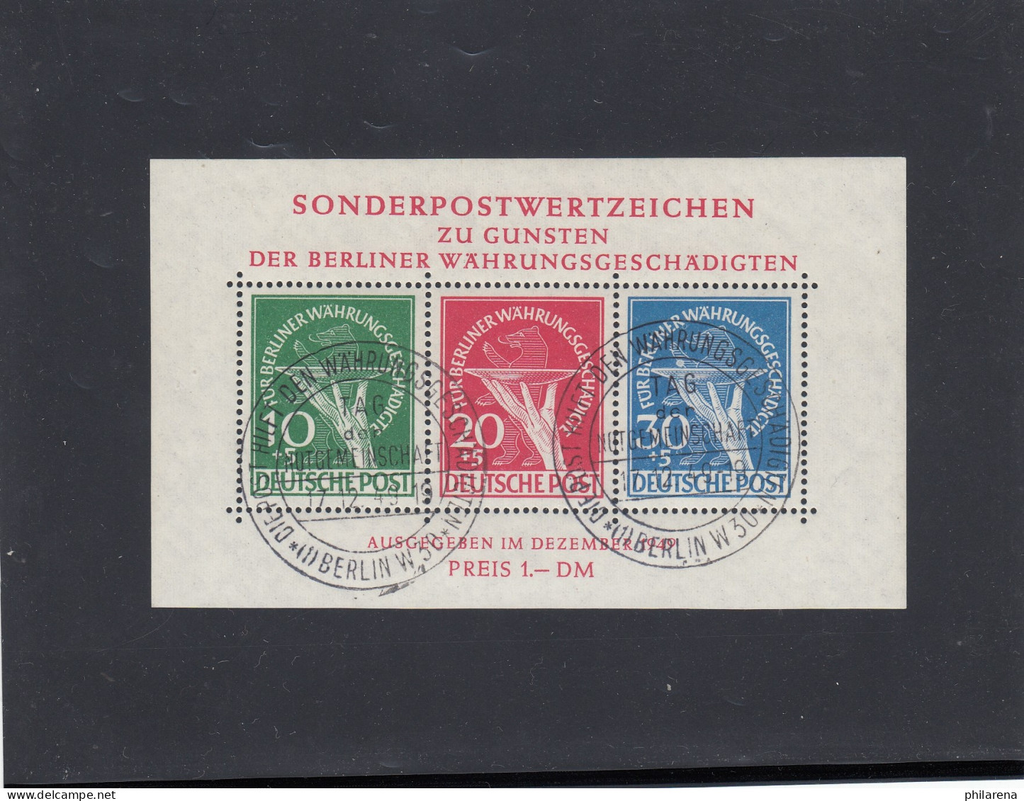 Berlin: MiNr. Block 1 III, Gestempelt, Ersttag, BPP Attest - Used Stamps