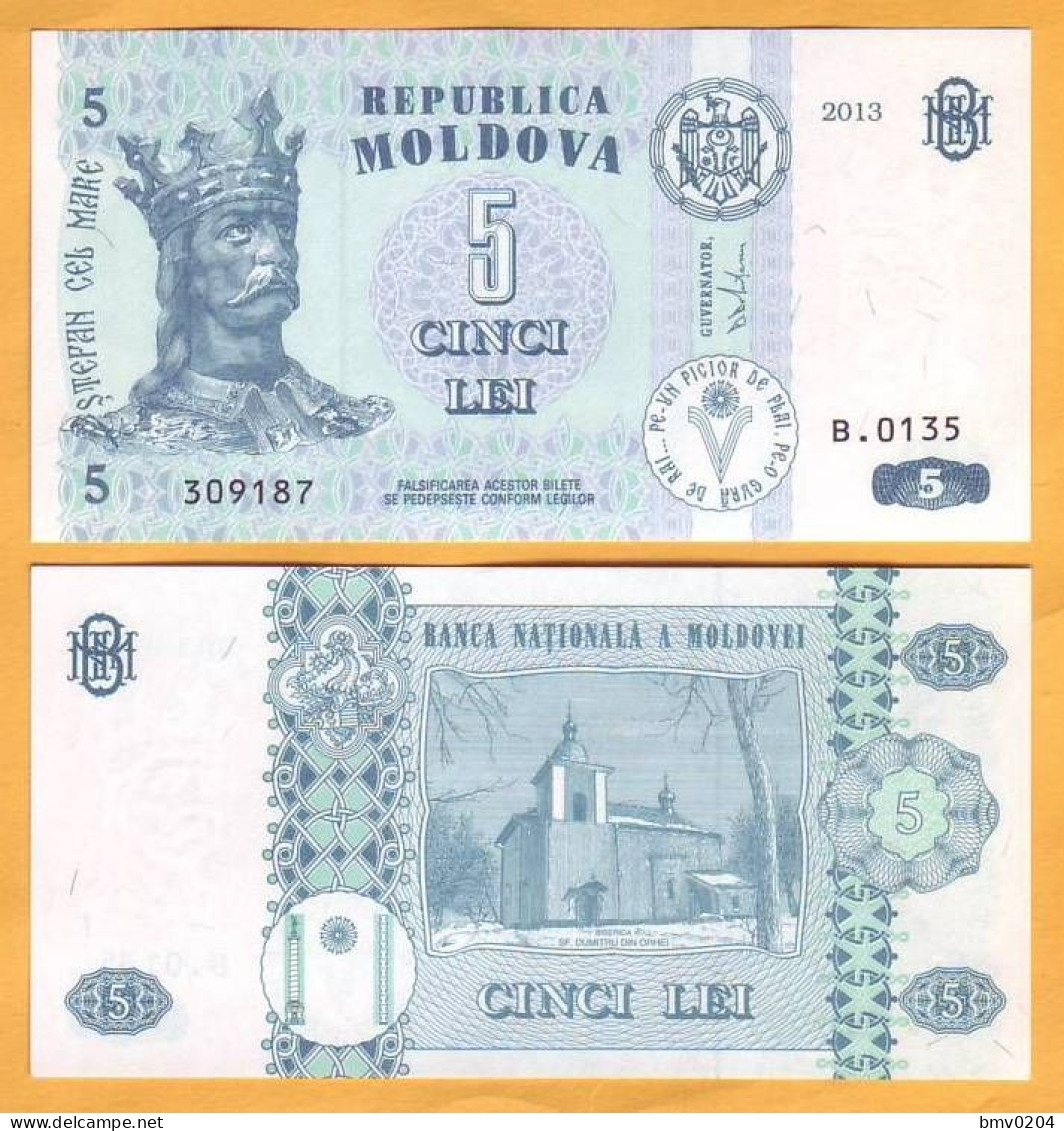 2013 Moldova ; Moldavie ; Moldau  "5 LEI  2013"  UNC - Moldawien (Moldau)