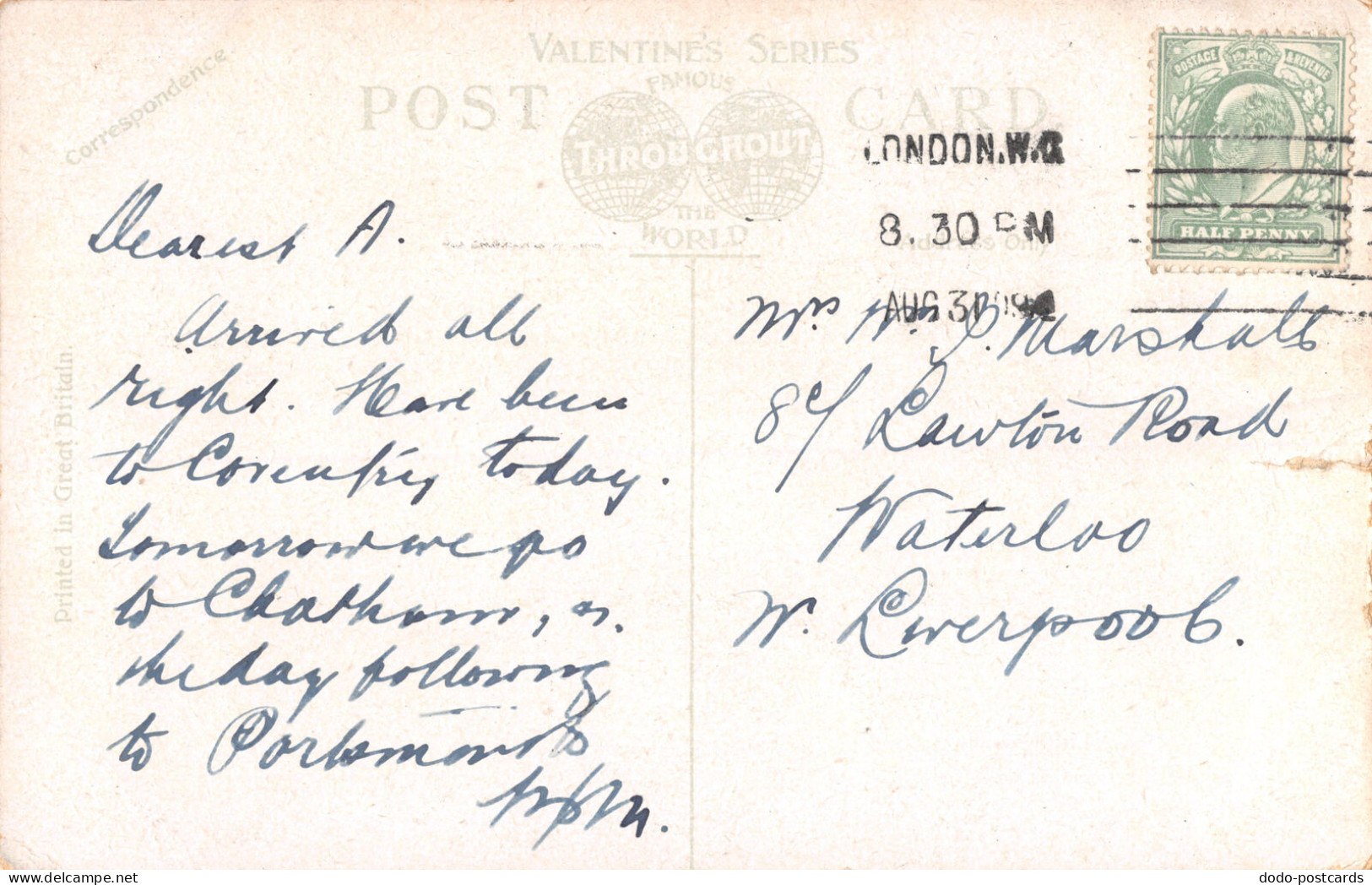 R275052 Tower Bridge. London. 20852. Valentines Series. 1909 - Autres & Non Classés