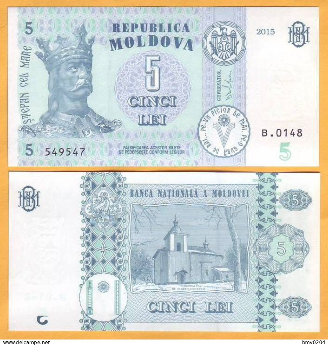 2017 2015  Moldova ; Moldavie ; Moldau  "5 LEI  2015"  UNC - Moldavië