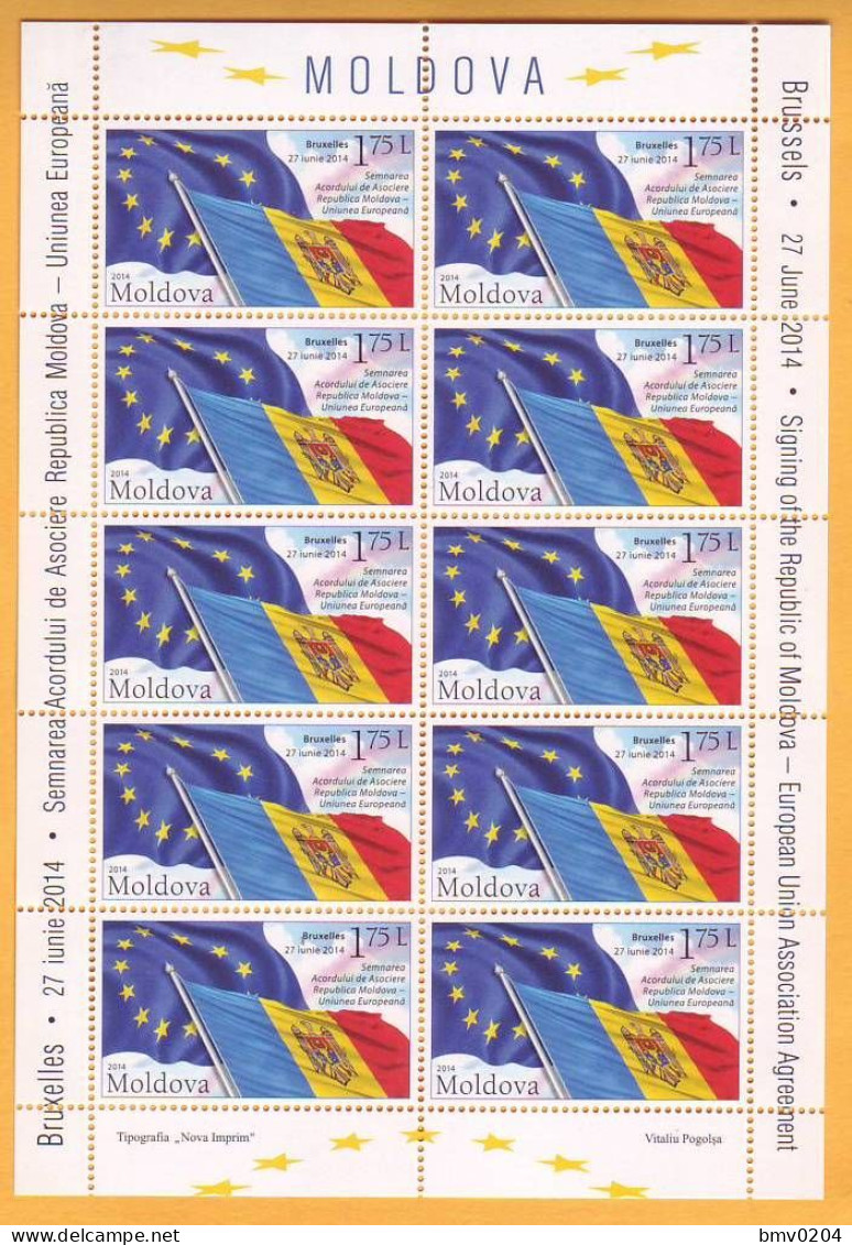 2014 Moldova Moldavie Moldau Sheet  European Union - Moldova. The Signing Of The Agreement. 27 July 2014 Brussels. - Idee Europee