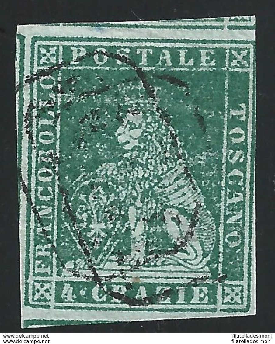 1851 Toscana, N° 6 Verde Su Grigio USATO - Toscana
