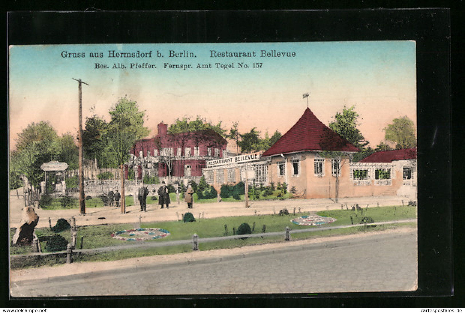 AK Hermsdorf Bei Berlin, Restaurant Bellevue Mit Garten Von Der Strasse Gesehen  - Reinickendorf