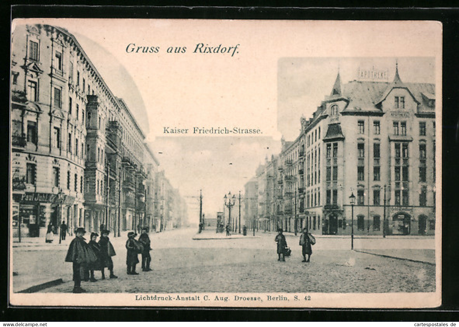 AK Berlin-Rixdorf, Kaiser Friedrich-Strasse Mit Geschäft Und Apotheke  - Neukoelln