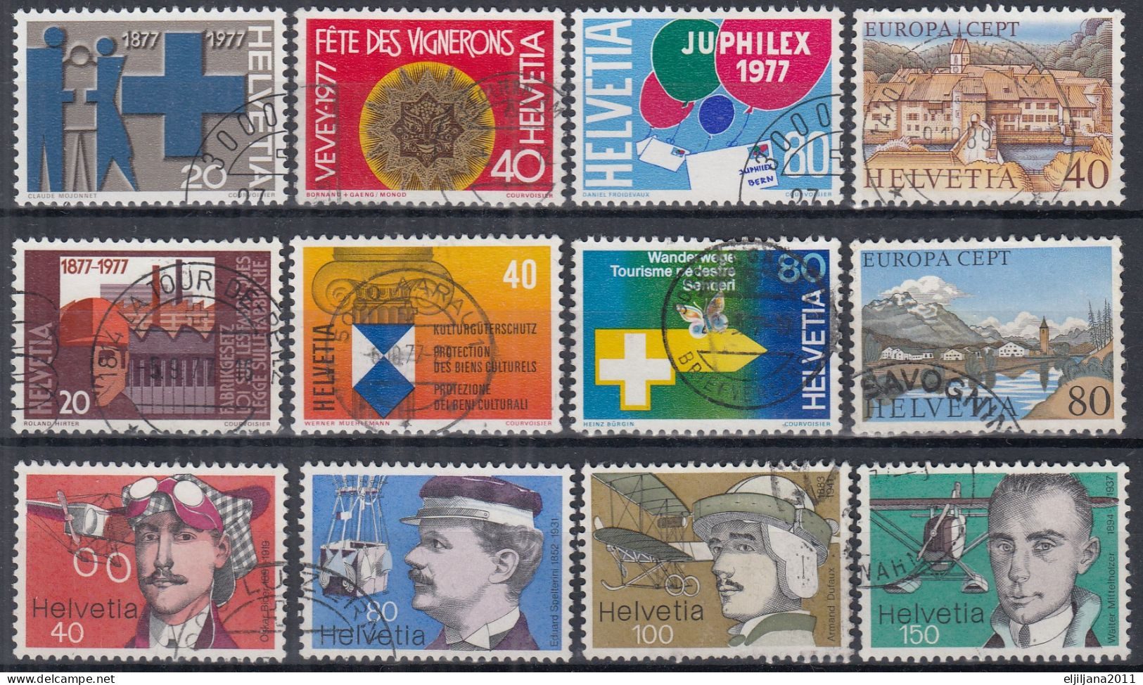 Switzerland / Helvetia / Schweiz / Suisse 1977 ⁕ Collection / Lot Of 12 Used Stamps - Usati