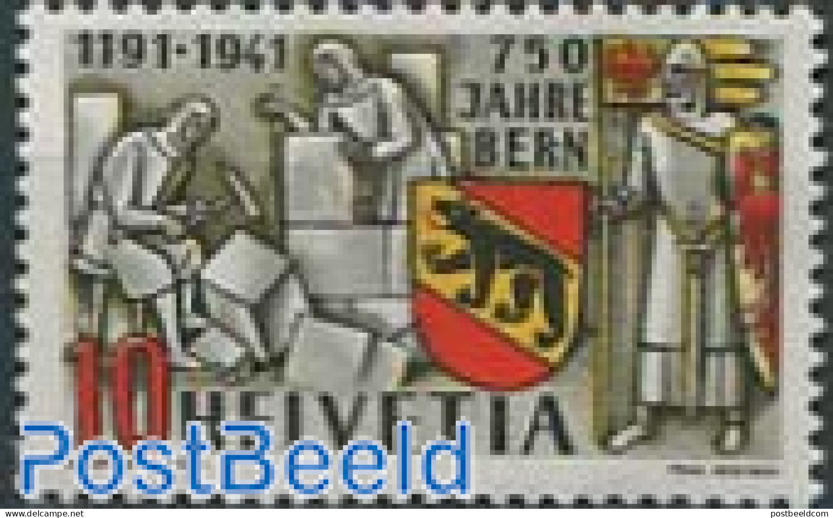 Switzerland 1941 750 Years Bern, Colour Variety Dark Orange 1v, Mint NH, History - Coat Of Arms - Ungebraucht