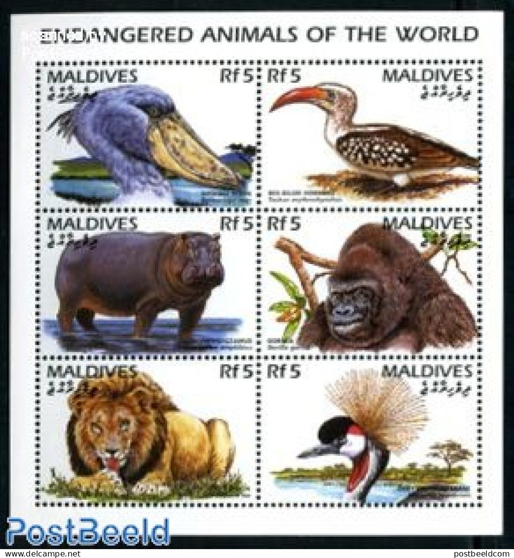 Maldives 1996 Stamp Out Of Set, Mint NH, Nature - Birds - Cat Family - Hippopotamus - Monkeys - Maldivas (1965-...)