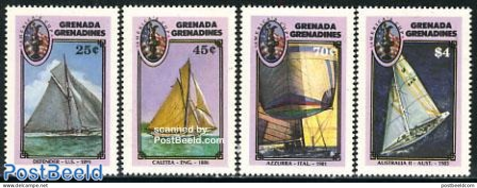 Grenada Grenadines 1987 Americas Cup 4v, Mint NH, Sport - Transport - Sailing - Sport (other And Mixed) - Ships And Bo.. - Sailing