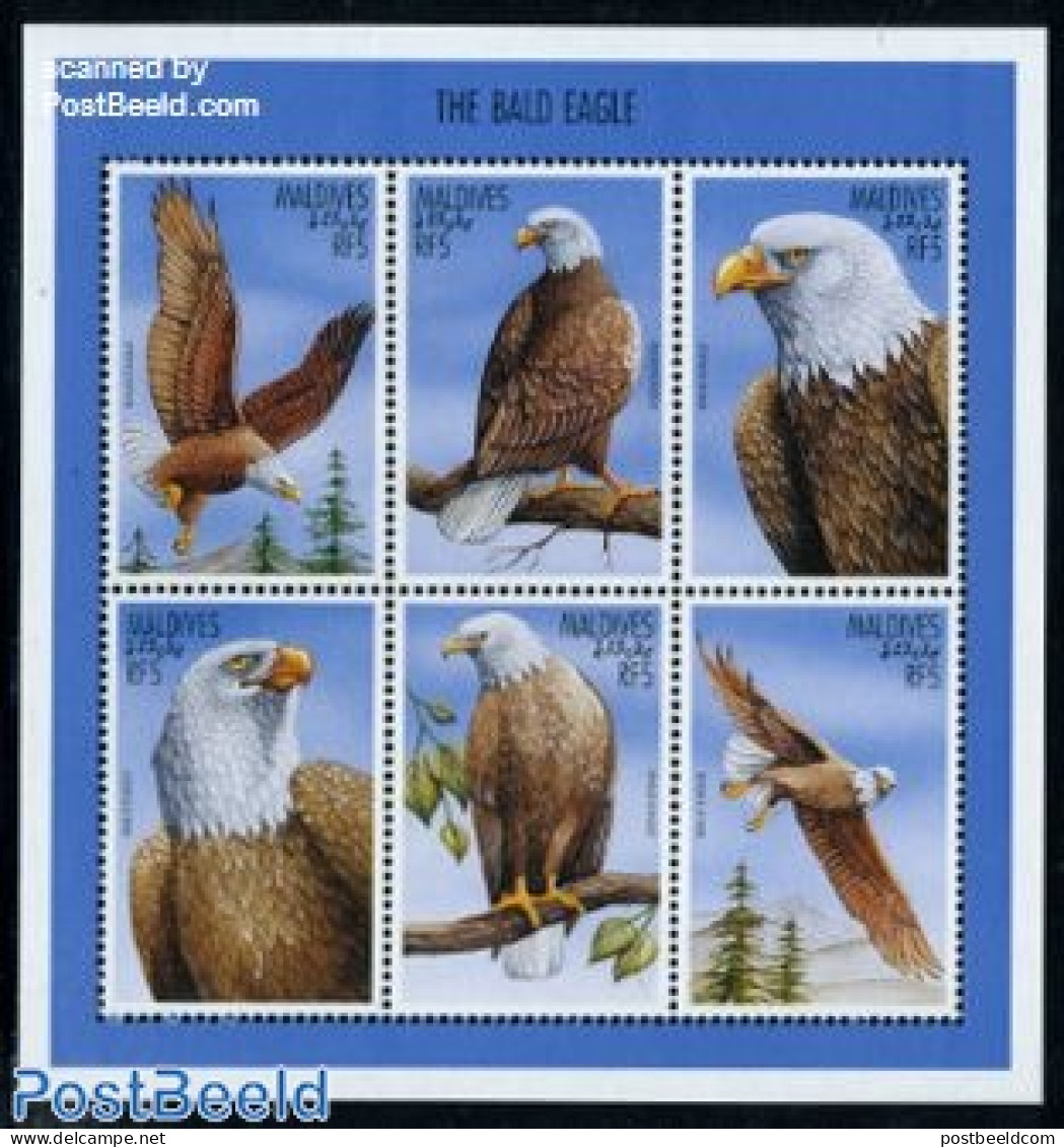 Maldives 1997 Sea Eagle 6v M/s, Mint NH, Nature - Birds - Birds Of Prey - Maldivas (1965-...)