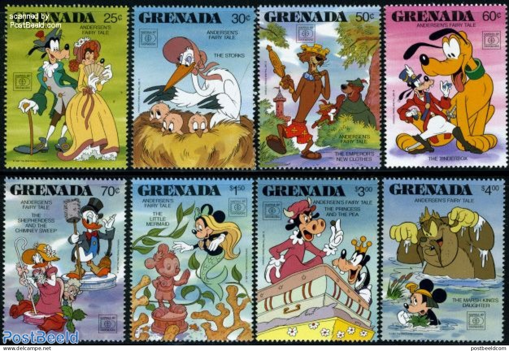 Grenada 1987 Hafnia 87 8v, Mint NH, Art - Disney - Disney