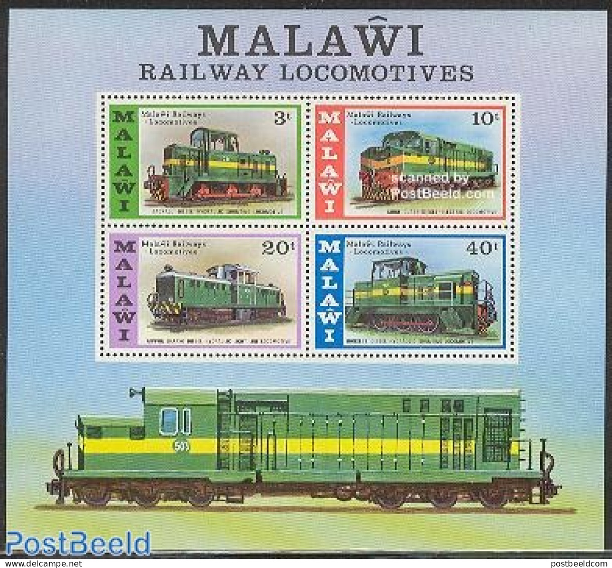 Malawi 1976 Locomotives S/s, Mint NH, Transport - Railways - Trains