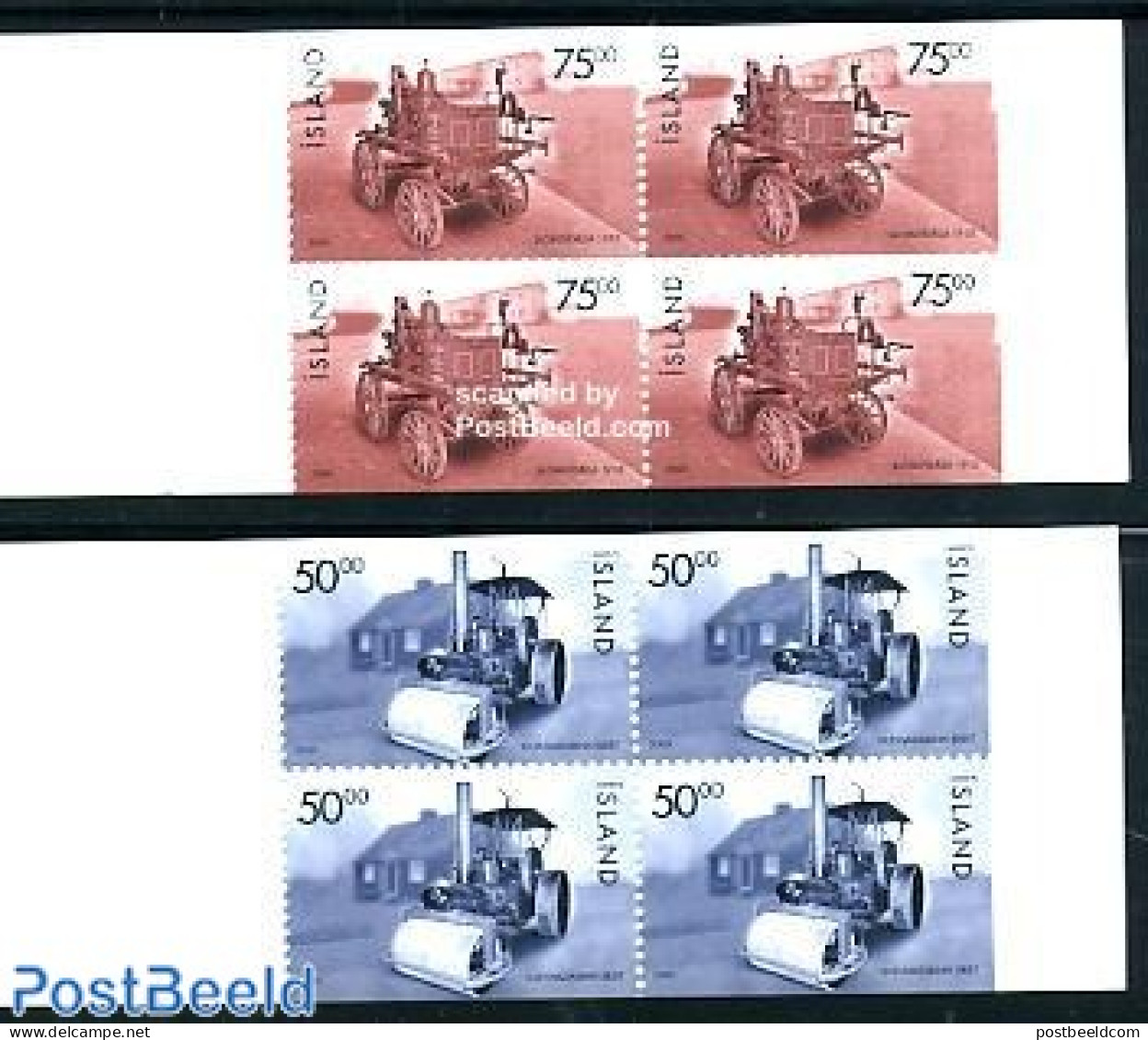Iceland 2000 Historic Vehicles 2x4v In Booklets, Mint NH, Transport - Stamp Booklets - Fire Fighters & Prevention - Nuevos