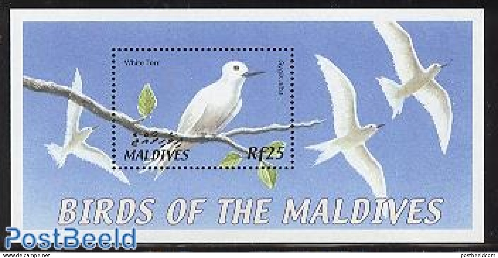 Maldives 2002 Birds S/s, White Tern, Mint NH, Nature - Birds - Maldive (1965-...)