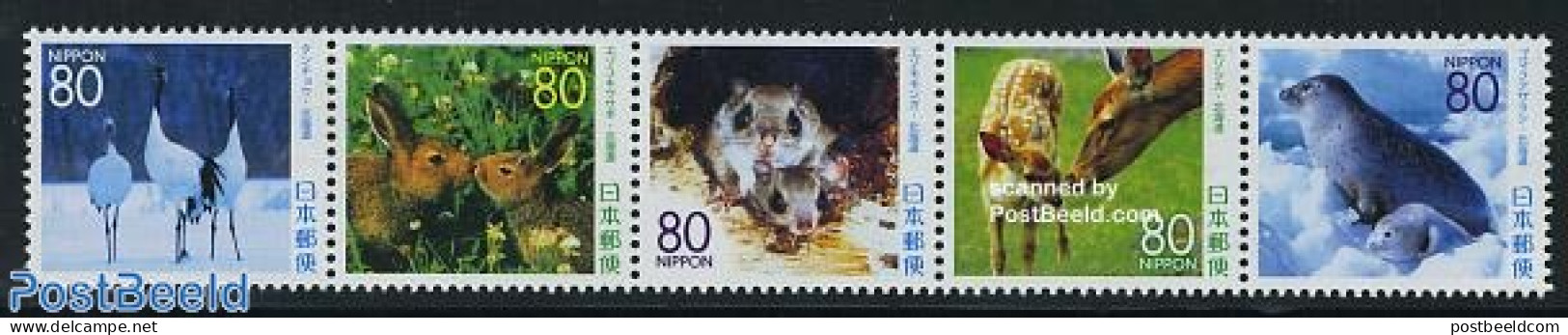 Japan 2007 Fauna In Hokkaido 5v [::::], Mint NH, Nature - Animals (others & Mixed) - Birds - Deer - Rabbits / Hares - .. - Unused Stamps