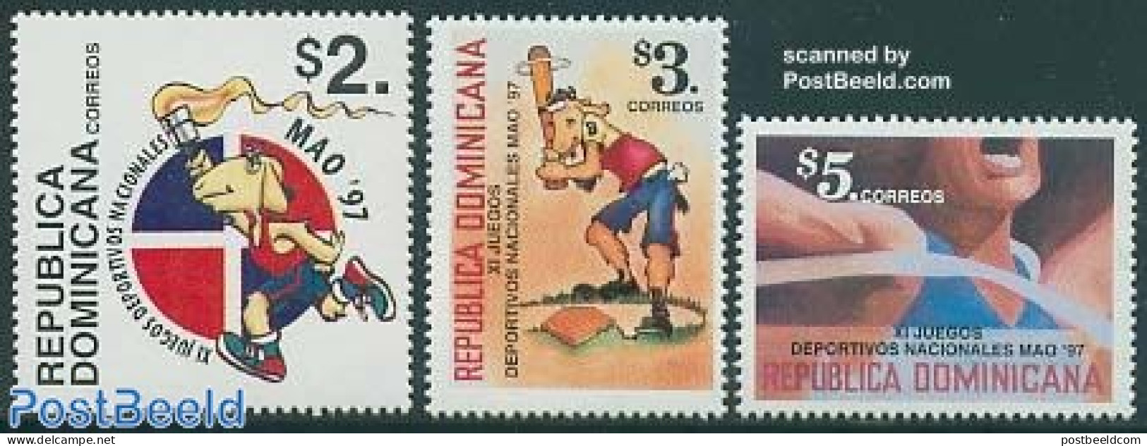 Dominican Republic 1997 National Games 3v, Mint NH, Sport - Baseball - Sport (other And Mixed) - Baseball
