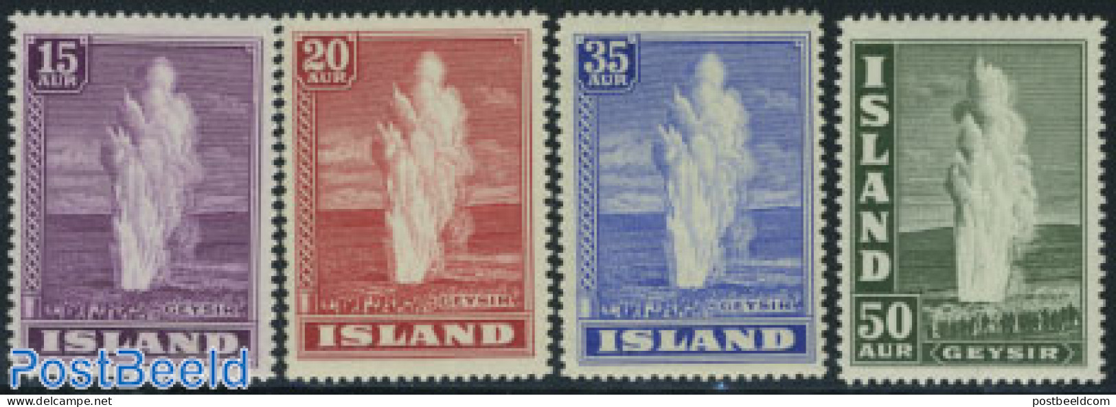 Iceland 1938 Definitives 4v, Mint NH, History - Nature - Geology - Water, Dams & Falls - Ongebruikt