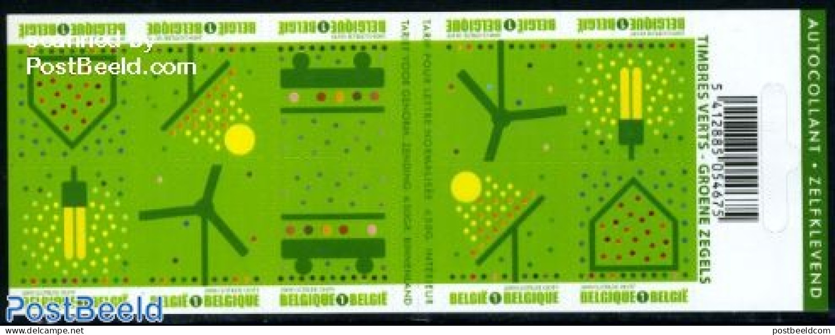 Belgium 2009 Green Stamps 2x5v Foil Booklet, Mint NH, Nature - Various - Environment - Stamp Booklets - Mills (Wind & .. - Neufs