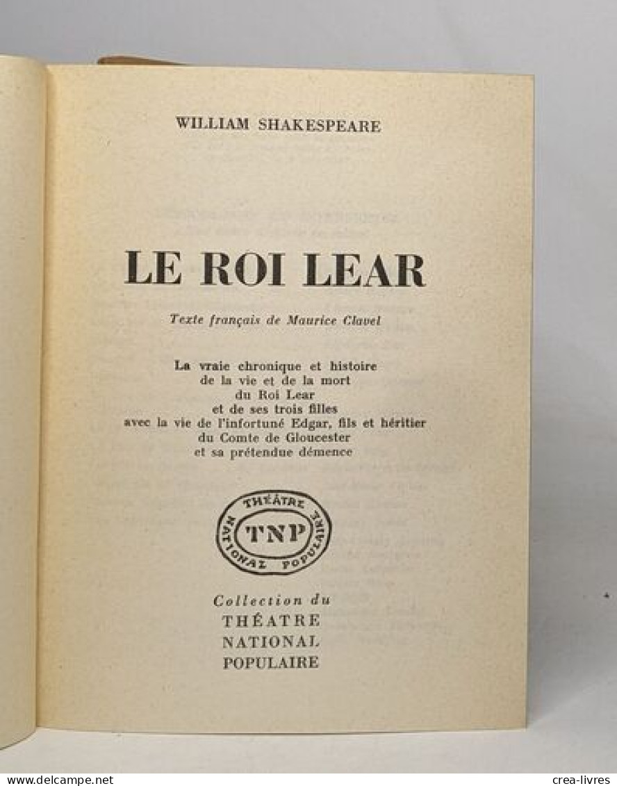 Le Roi Lear - Auteurs Français