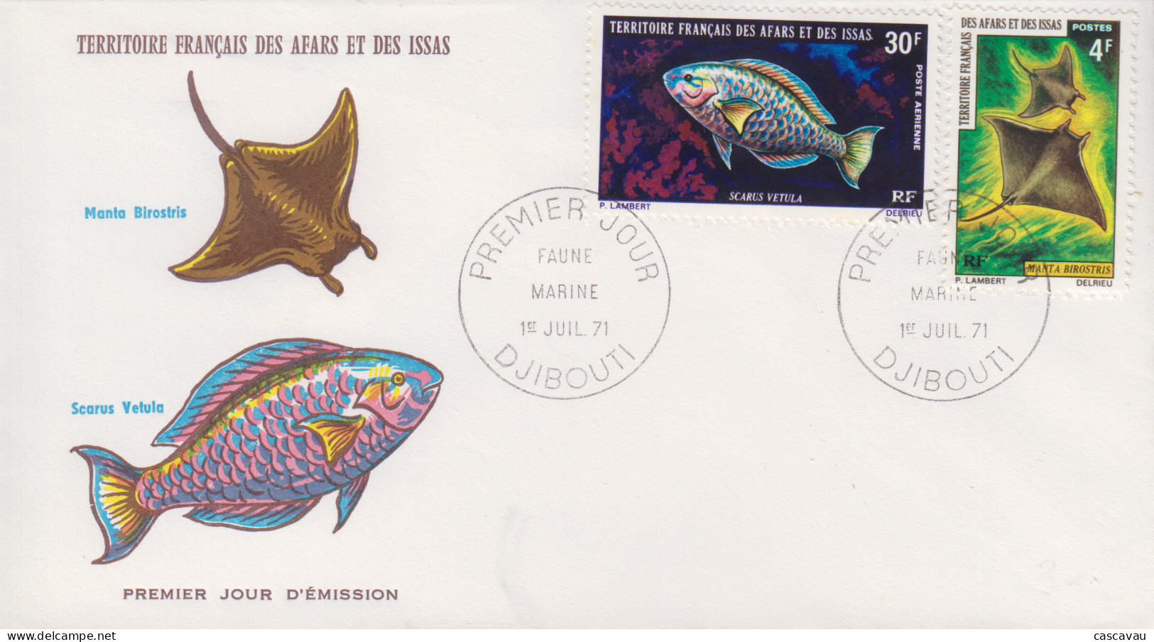 Enveloppe  FDC  1er  Jour  TERRITOIRE  FRANCAIS   Des   AFARS  Et  ISSAS   Poissons   1971 - Andere & Zonder Classificatie